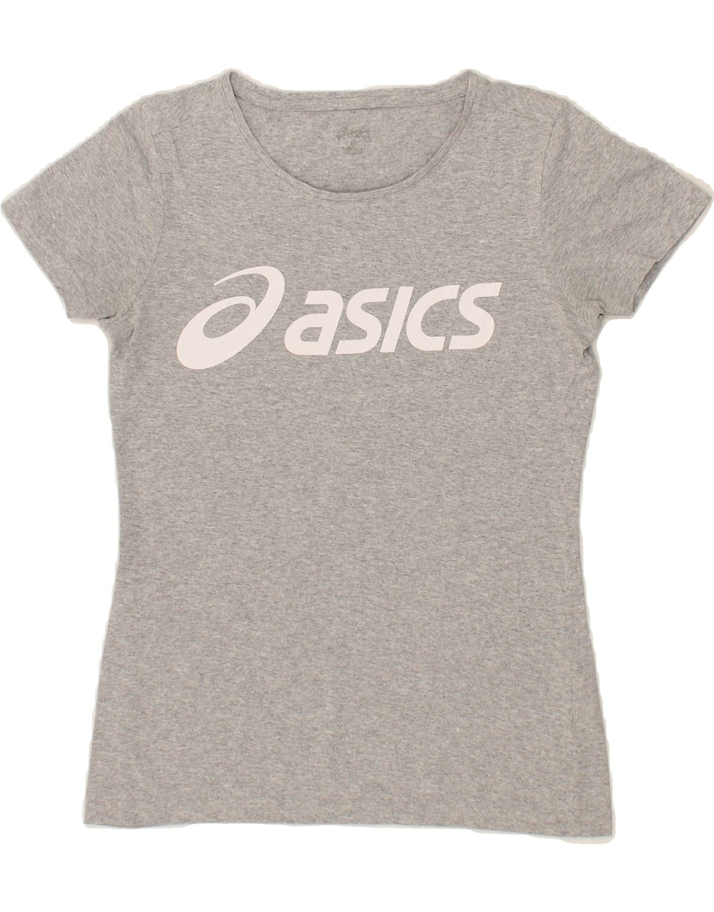 image of ASICS Womens Graphic T-Shirt Top UK 12 Medium Grey Cotton