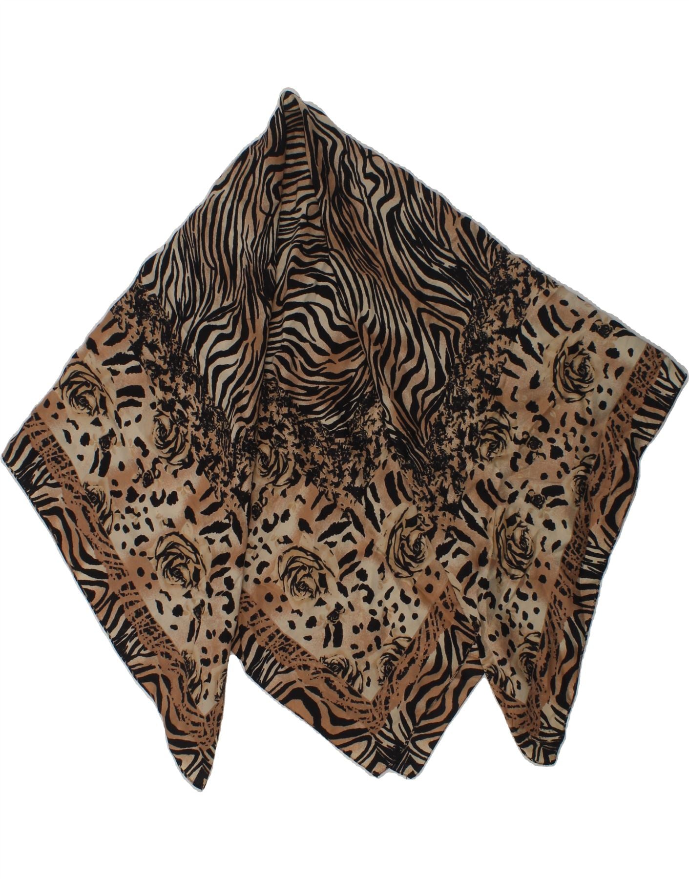 Image of BLUMARINE Womens Square Scarf One Size Brown Animal Print Silk