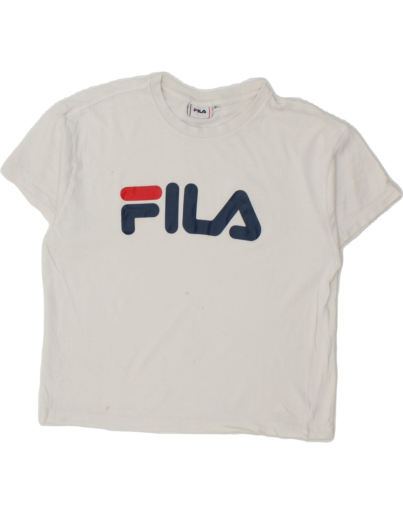 image of FILA Womens Crop Graphic T-Shirt Top UK 6 XS White