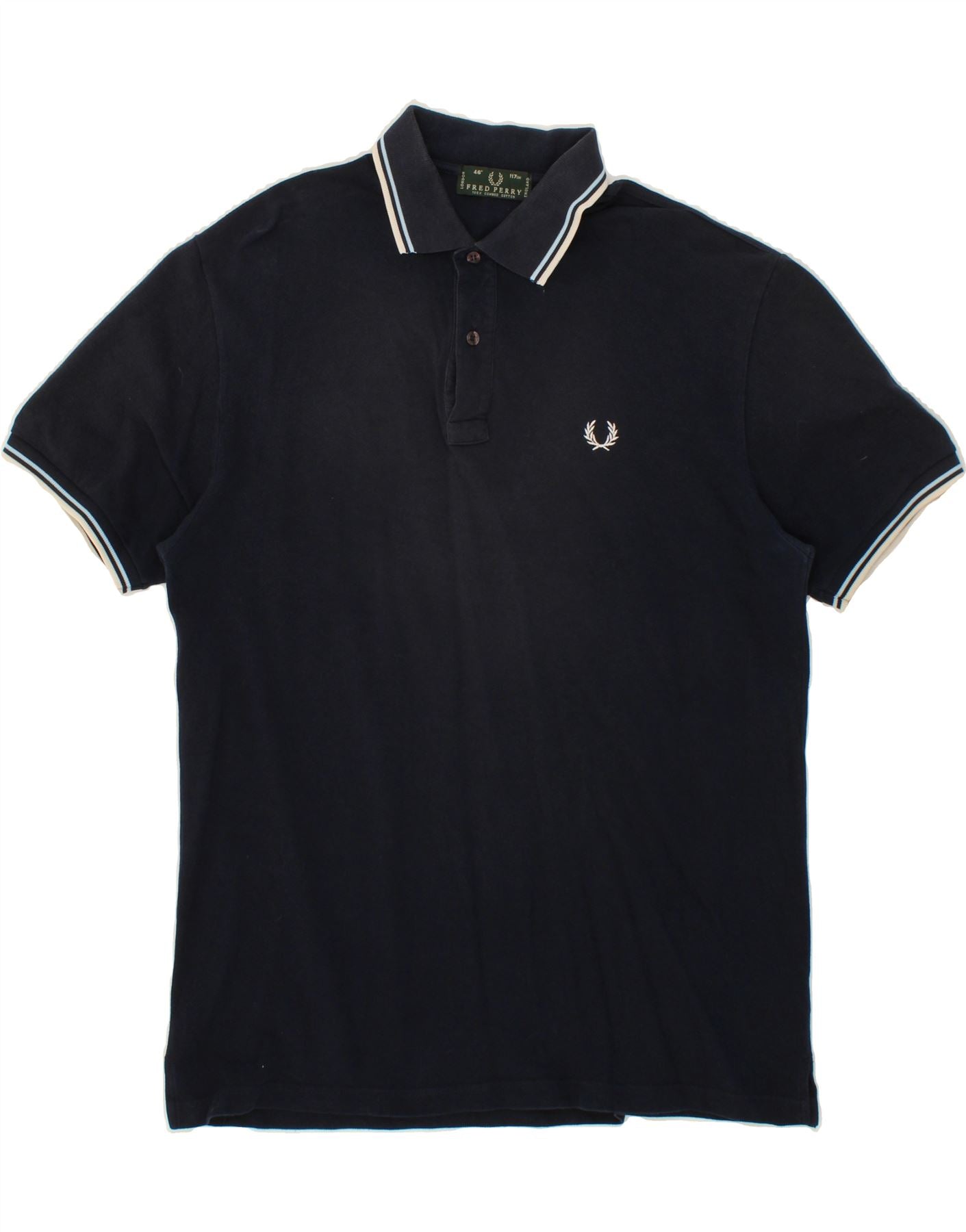 image of FRED PERRY Mens Polo Shirt Large Navy Blue Cotton