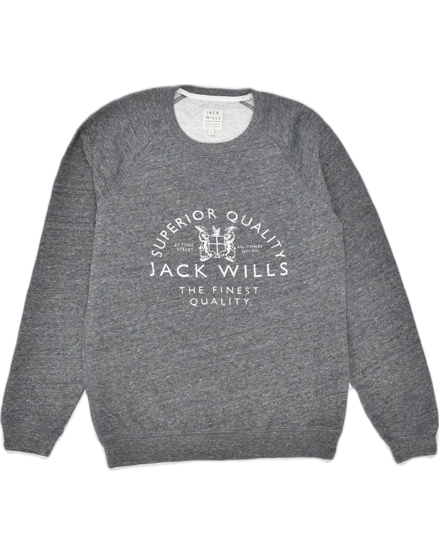 Image of JACK WILLS Mens Graphic Sweatshirt Jumper Medium Grey Cotton