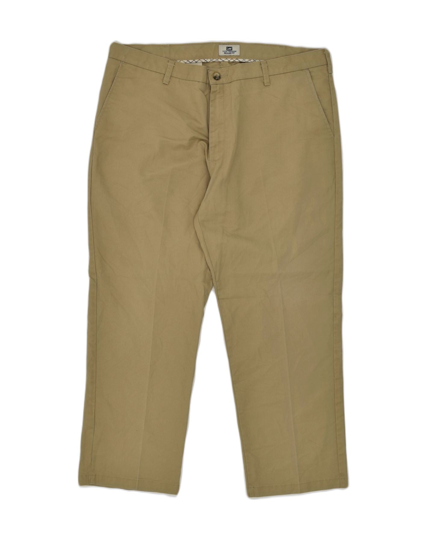 image of LEE Mens Total Freedom Relaxed Fit Chino Trousers W40 L30 Khaki Polyester