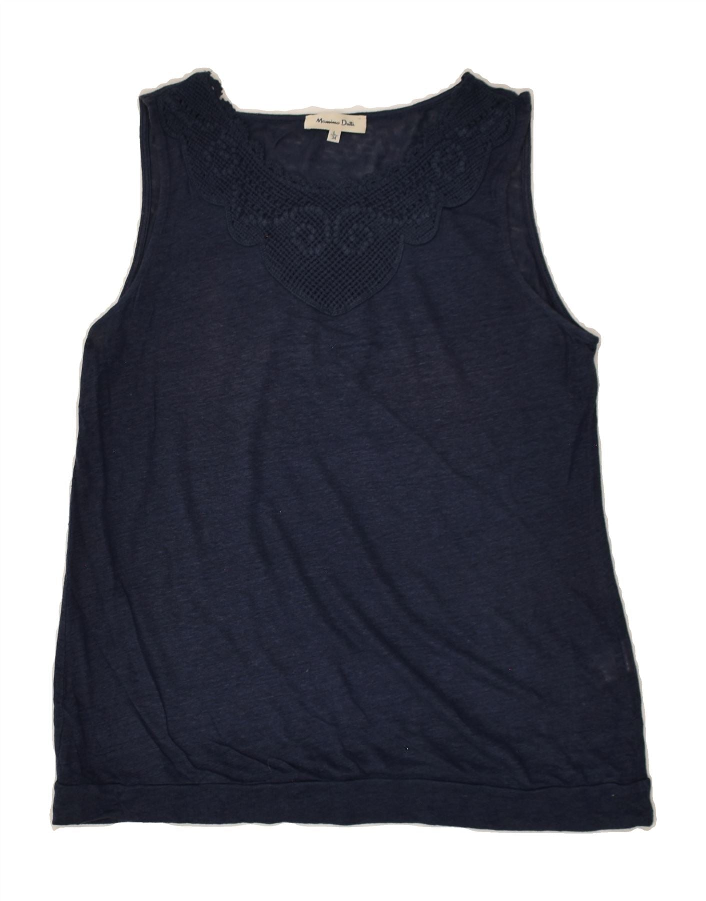 image of MASSIMO DUTTI Womens Vest Top UK 14 Large Blue Cotton