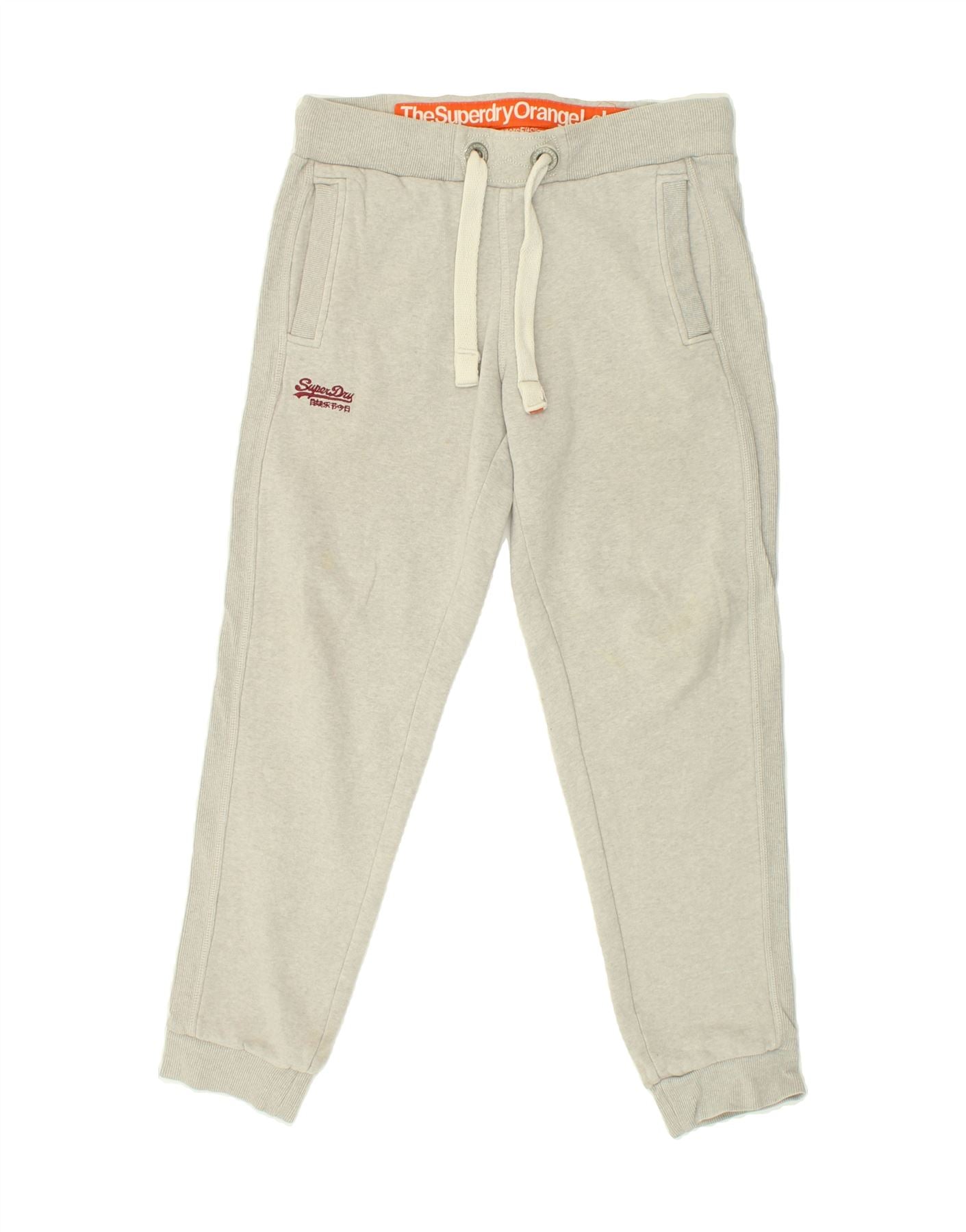 Image of SUPERDRY Mens Slim Tracksuit Trousers Joggers Small Grey Cotton