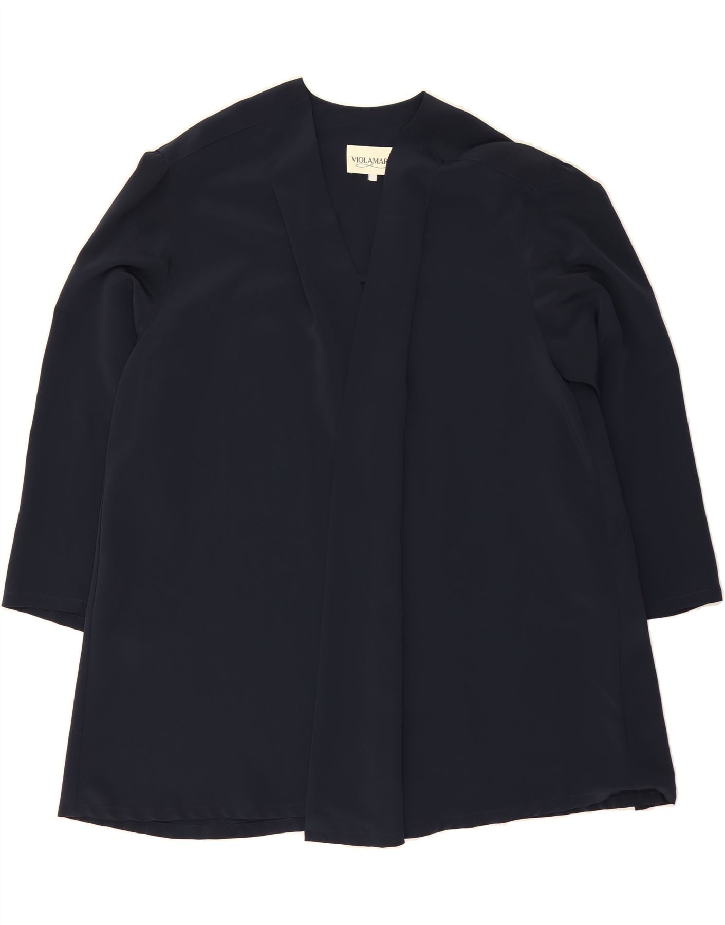 image of VINTAGE Womens 3/4 Sleeve Cardigan Top UK 22 3XL Navy Blue
