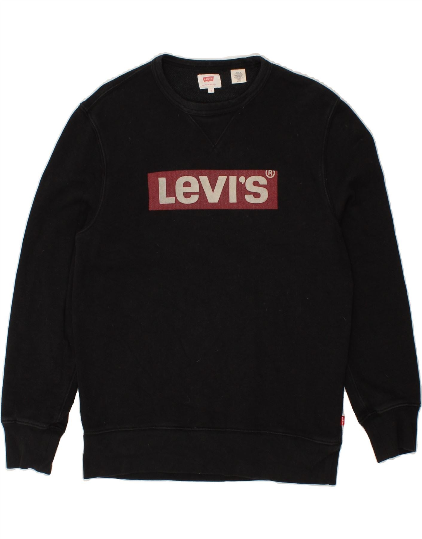 Image of LEVI'S Mens Graphic Sweatshirt Jumper Small Black Cotton