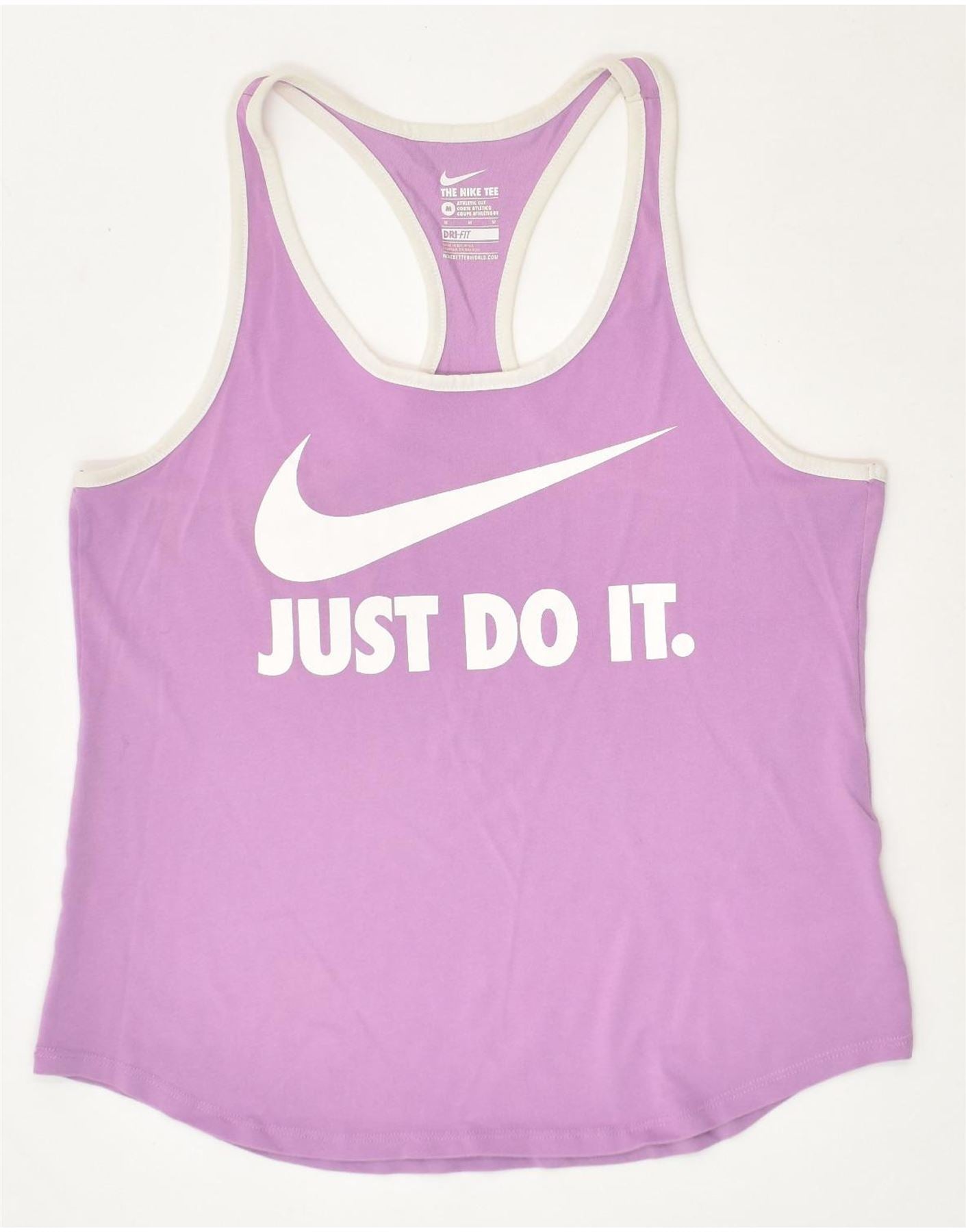 image of NIKE Womens Dri Fit Graphic Vest Top UK 12 Medium Purple Cotton