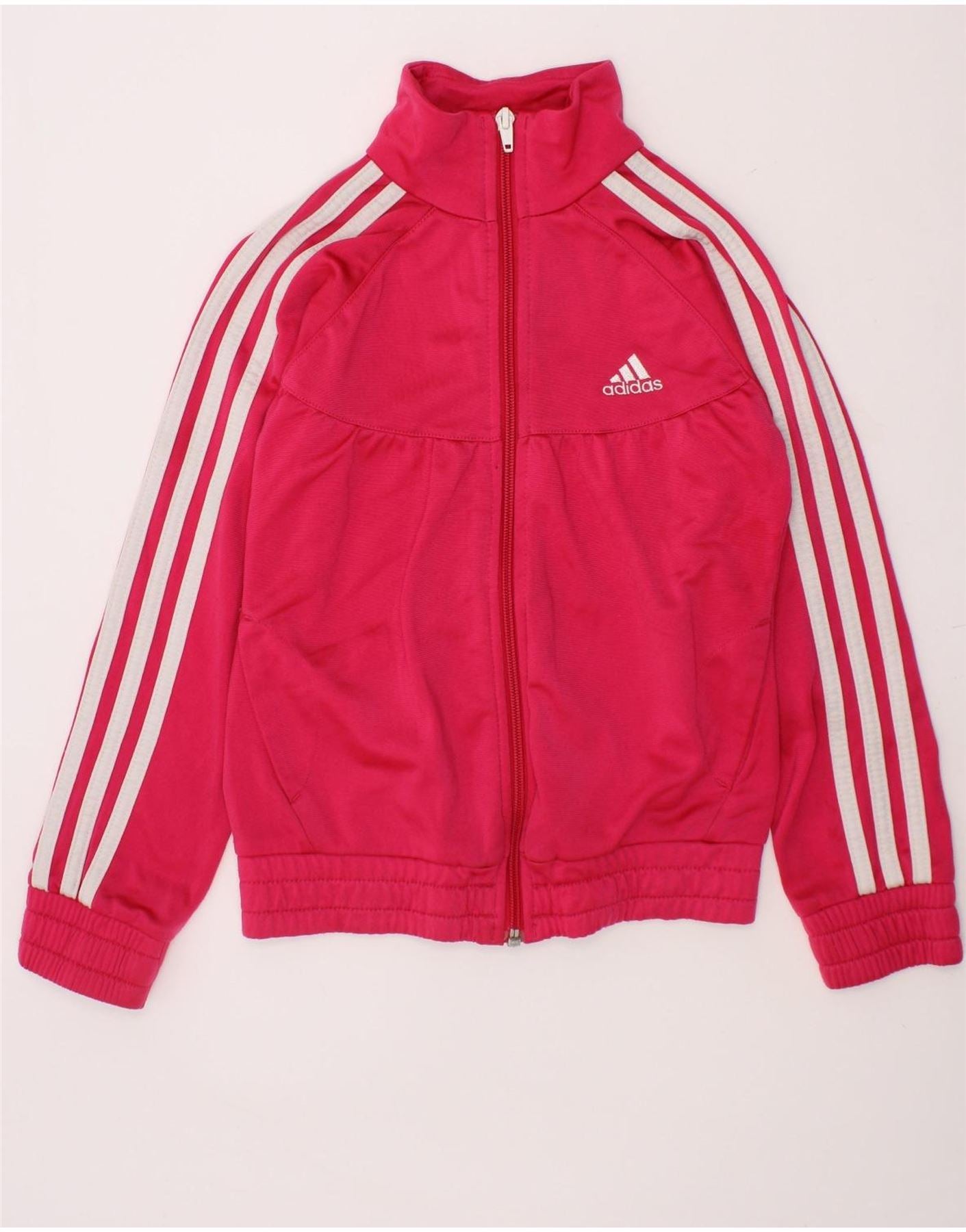 image of ADIDAS Girls Tracksuit Top Jacket 7-8 Years Pink Polyester