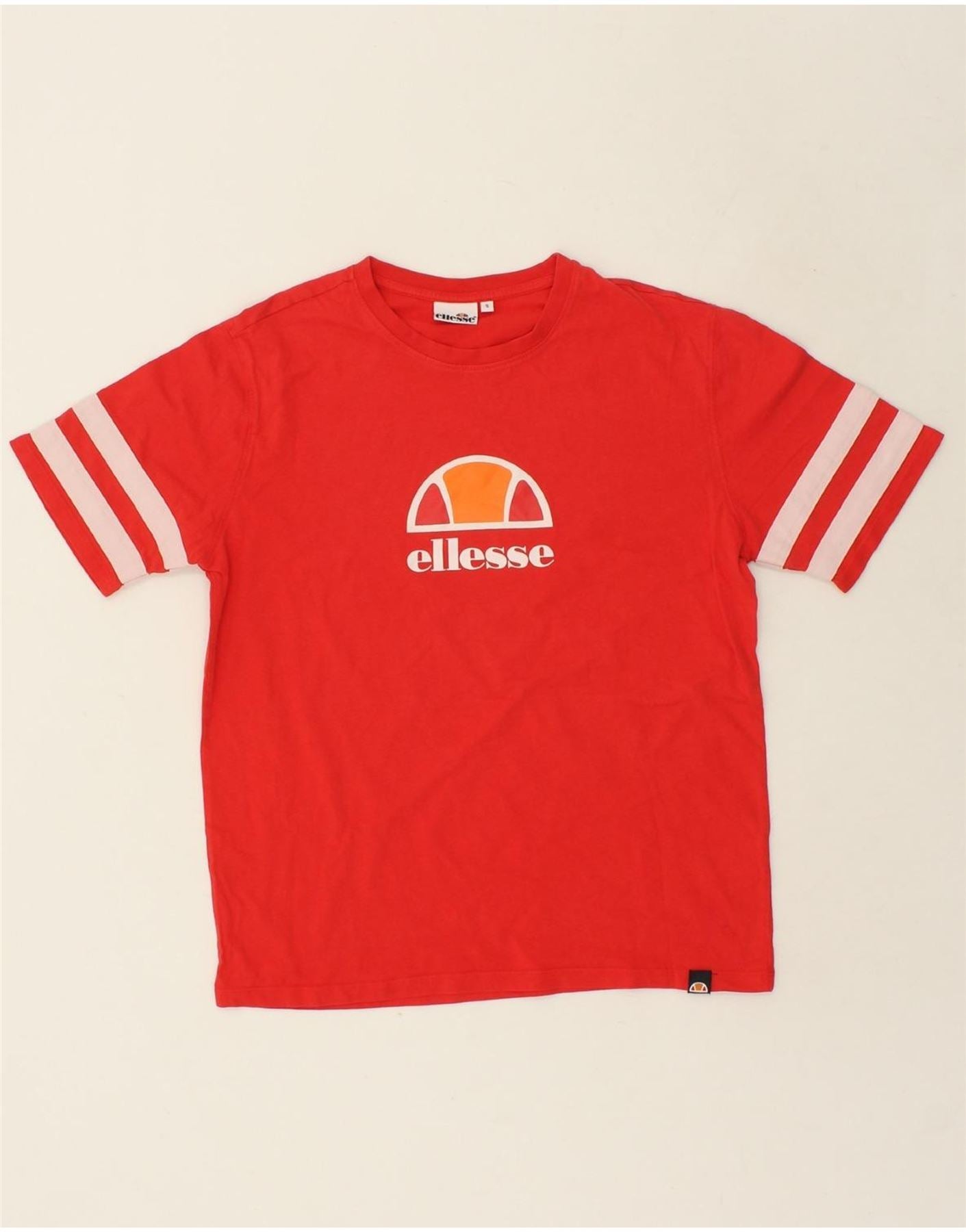 image of ELLESSE Mens Graphic T-Shirt Top Small Red Cotton