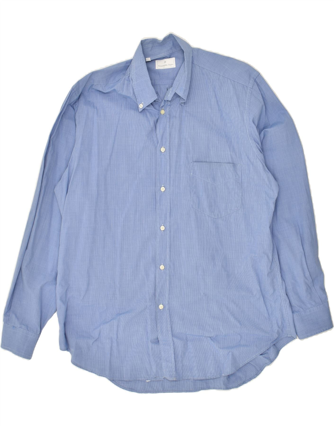 image of ERMENEGILDO ZEGNA Mens Shirt XL Blue Check