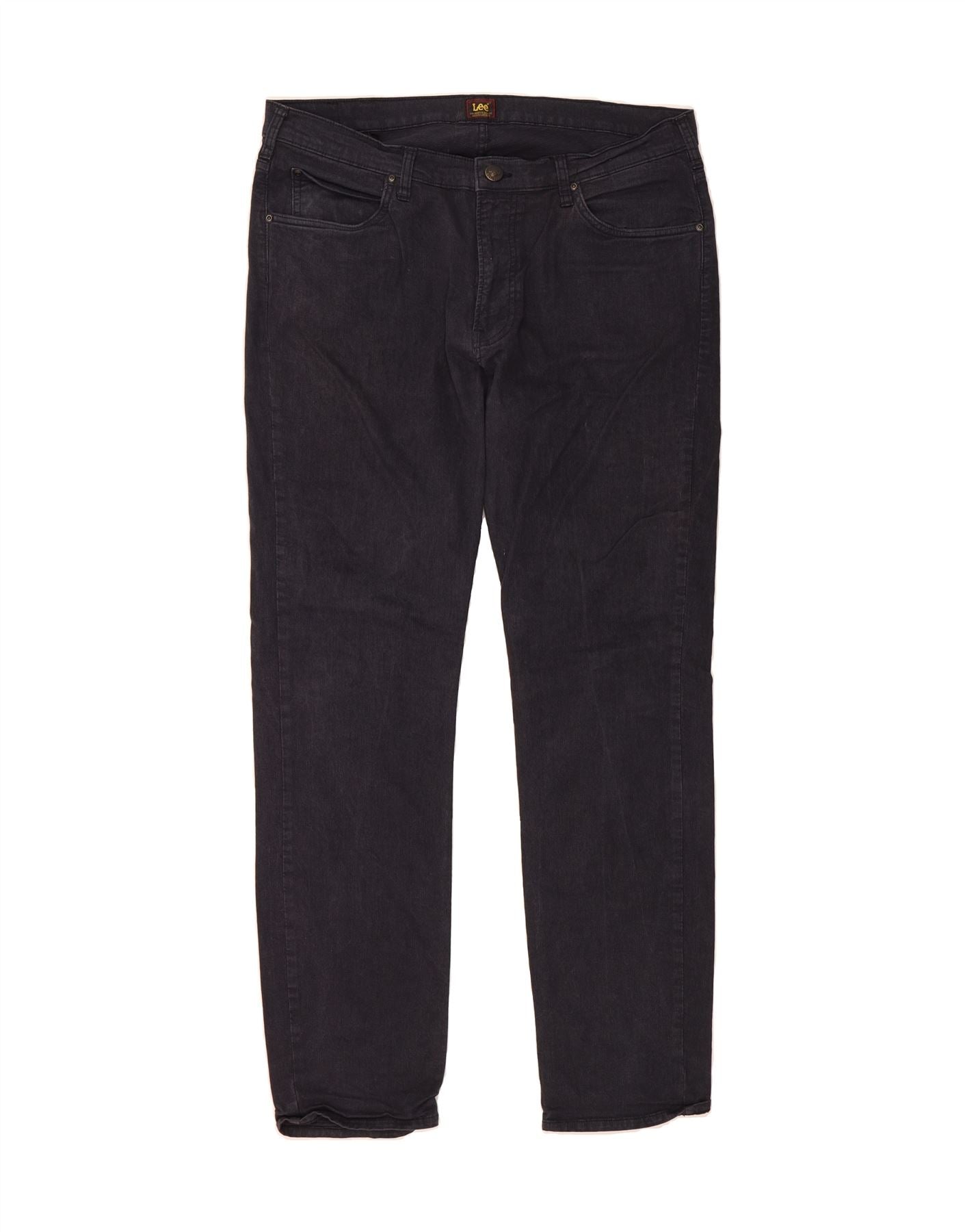 image of LEE Mens Rider Slim Casual Trousers W36 L32 Black Cotton