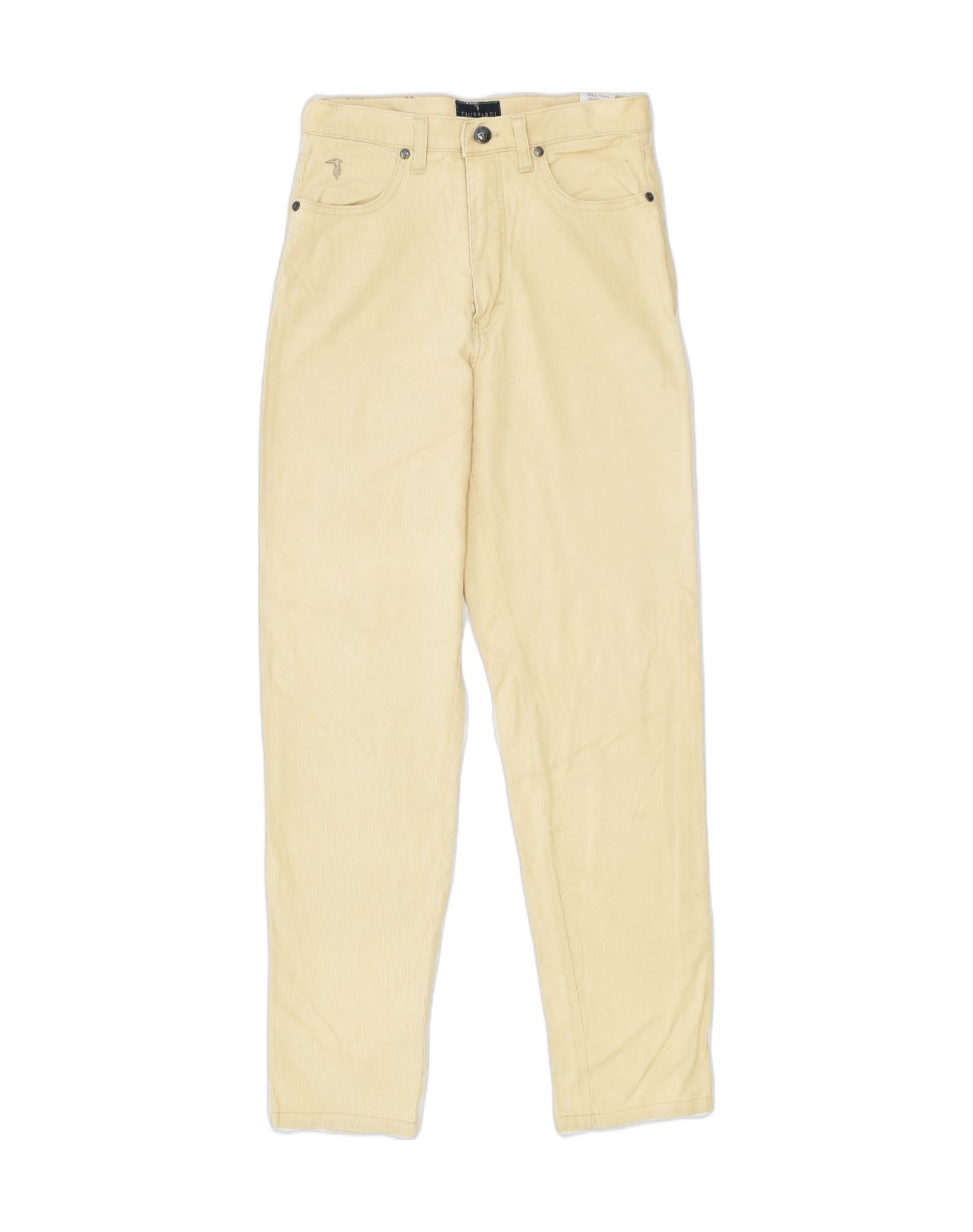 image of TRUSSARDI Womens Slim Casual Trousers W28 L29 Beige Cotton