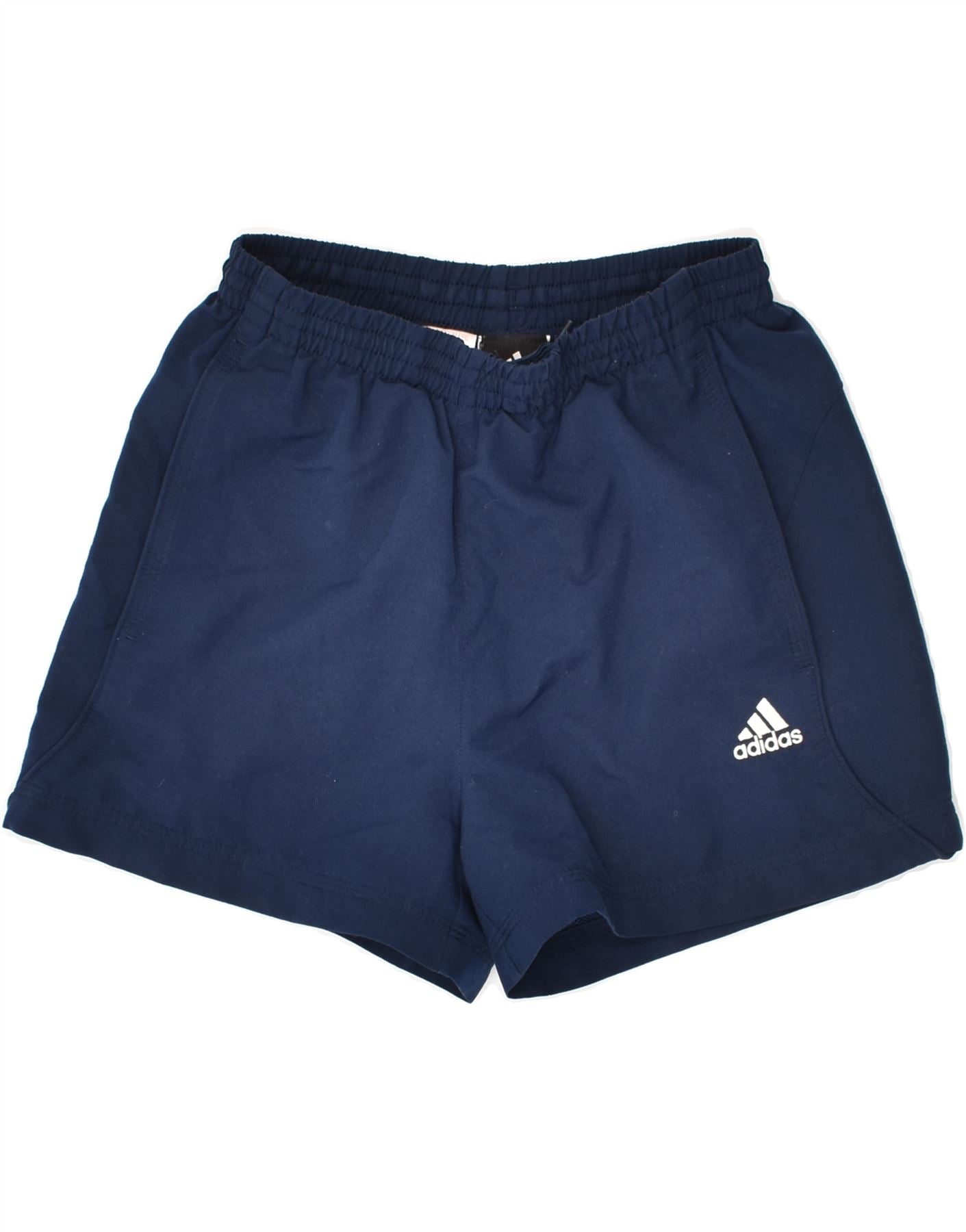 ADIDAS Boys Climalite Sport Shorts 9-10 Years Navy Blue Polyester