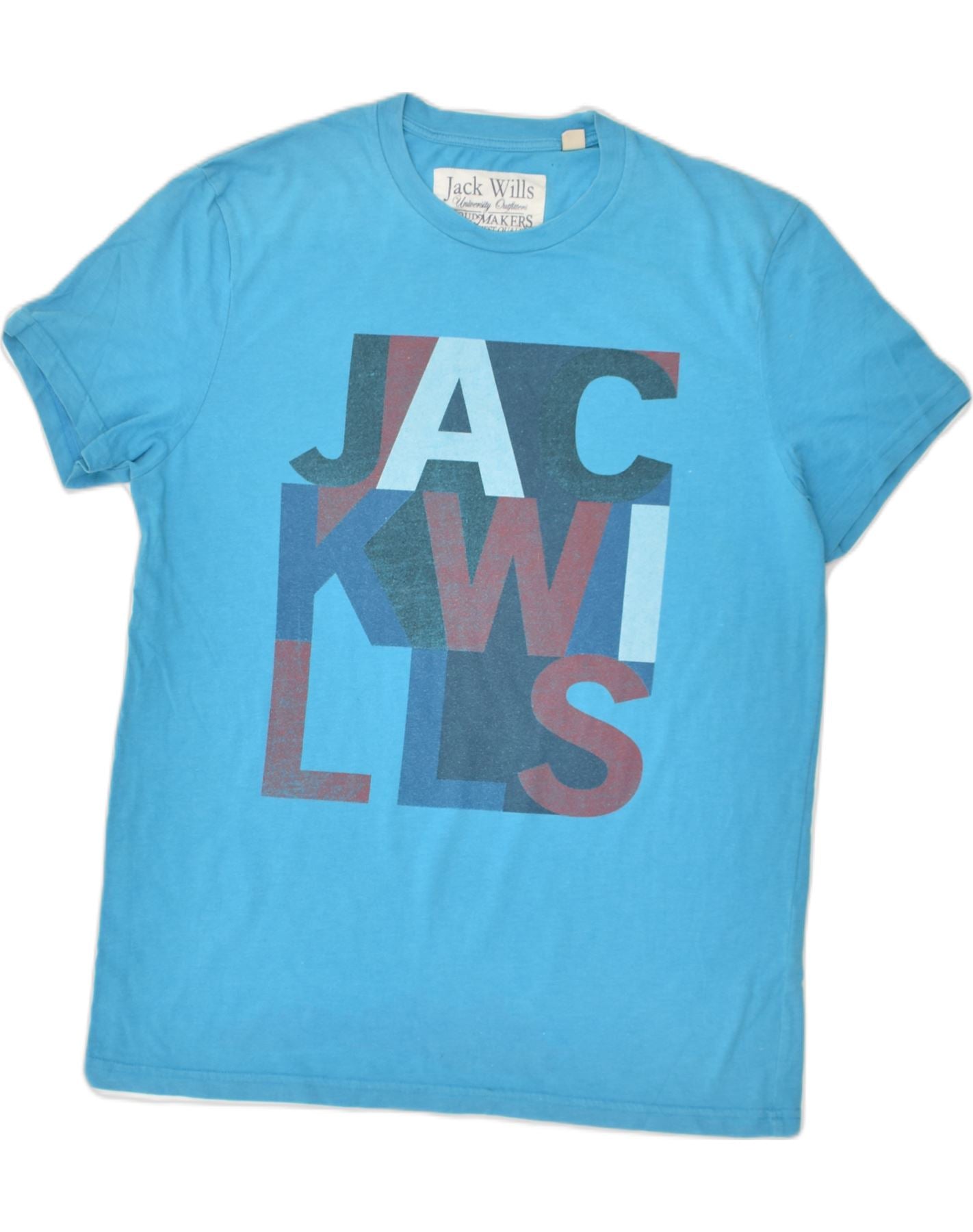 image of JACK WILLS Mens Graphic T-Shirt Top Small Blue Cotton