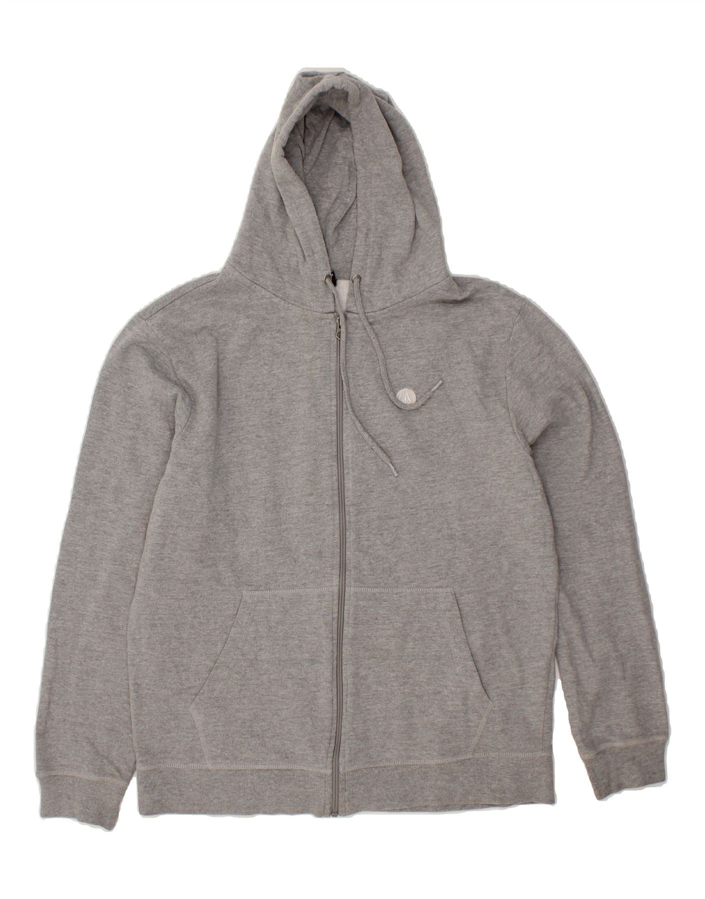 image of VOLCOM Mens Zip Hoodie Sweater Large Grey Cotton