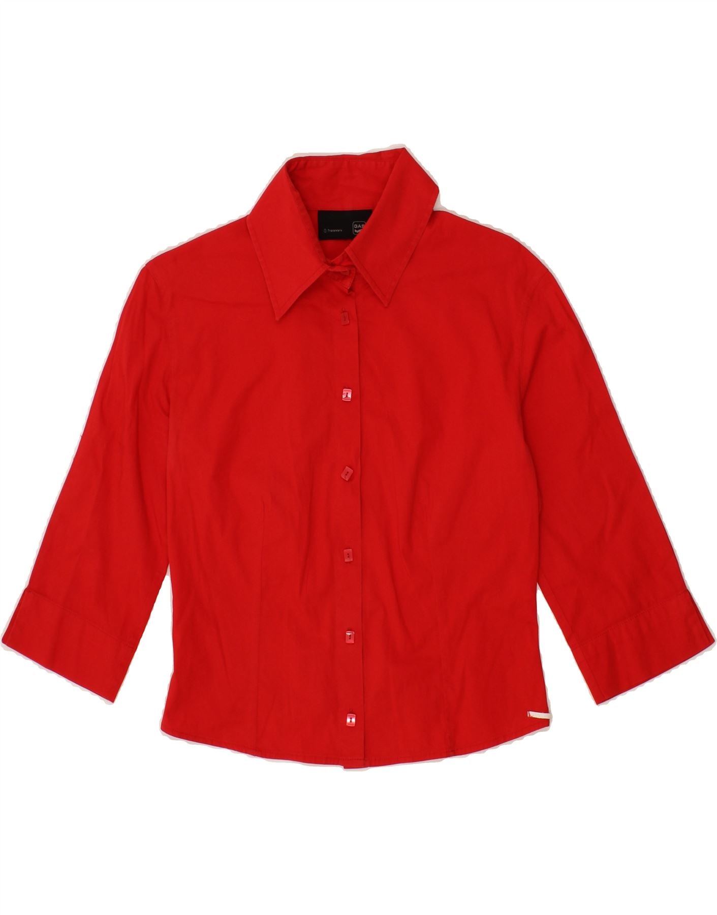 Image of GAS Womens Crop 3/4 Sleeve Shirt UK 14 Large Red