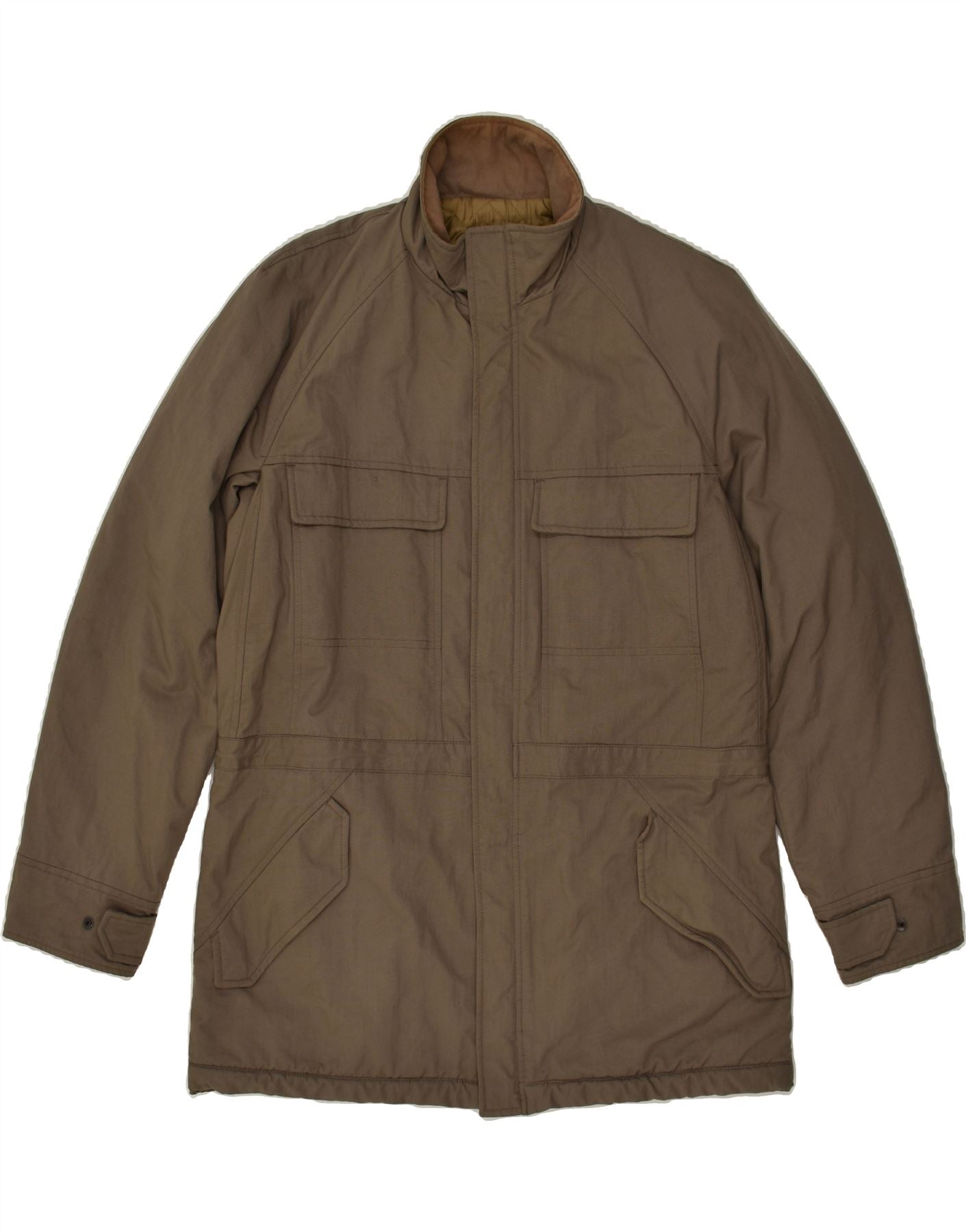 image of TRUSSARDI Mens Utility Jacket IT 52 XL Brown Cotton