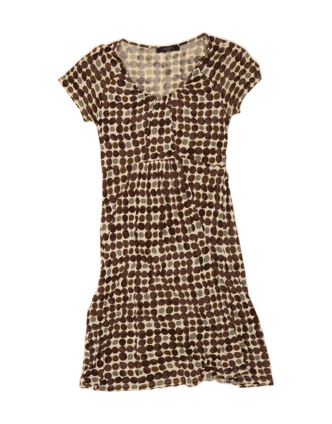 image of MAX MARA Womens A-Line Dress UK 10 Small Brown Polka Dot