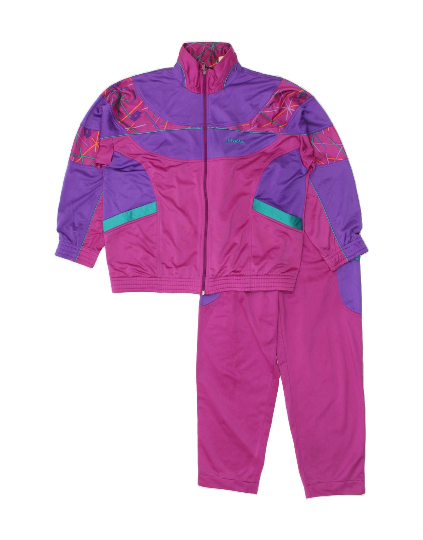 image of LOTTO Mens Graphic Full Tracksuit Large Pink Colourblock Polyester