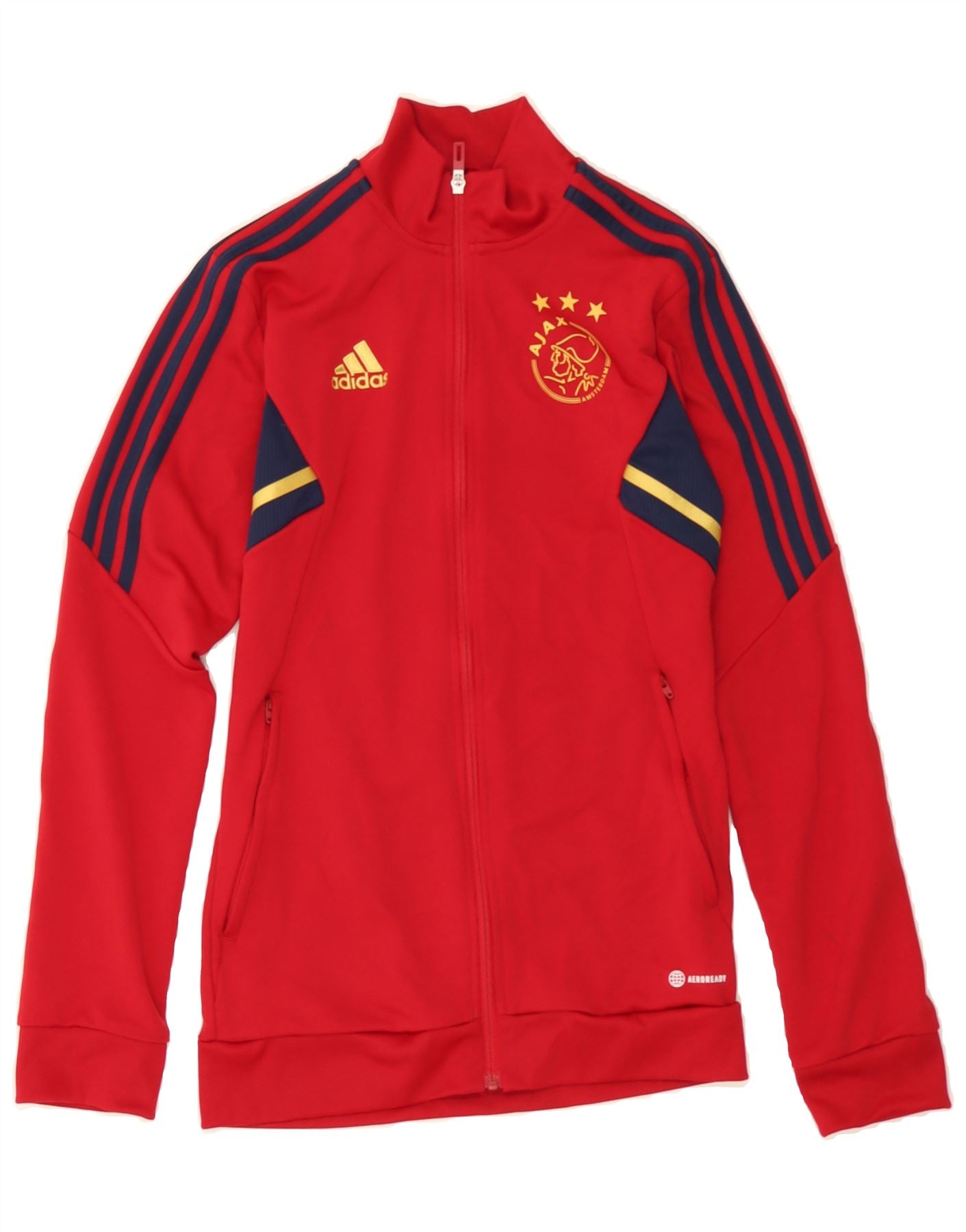 image of ADIDAS Mens Ajax Amsterdam Tracksuit Top Jacket Small Red Colourblock