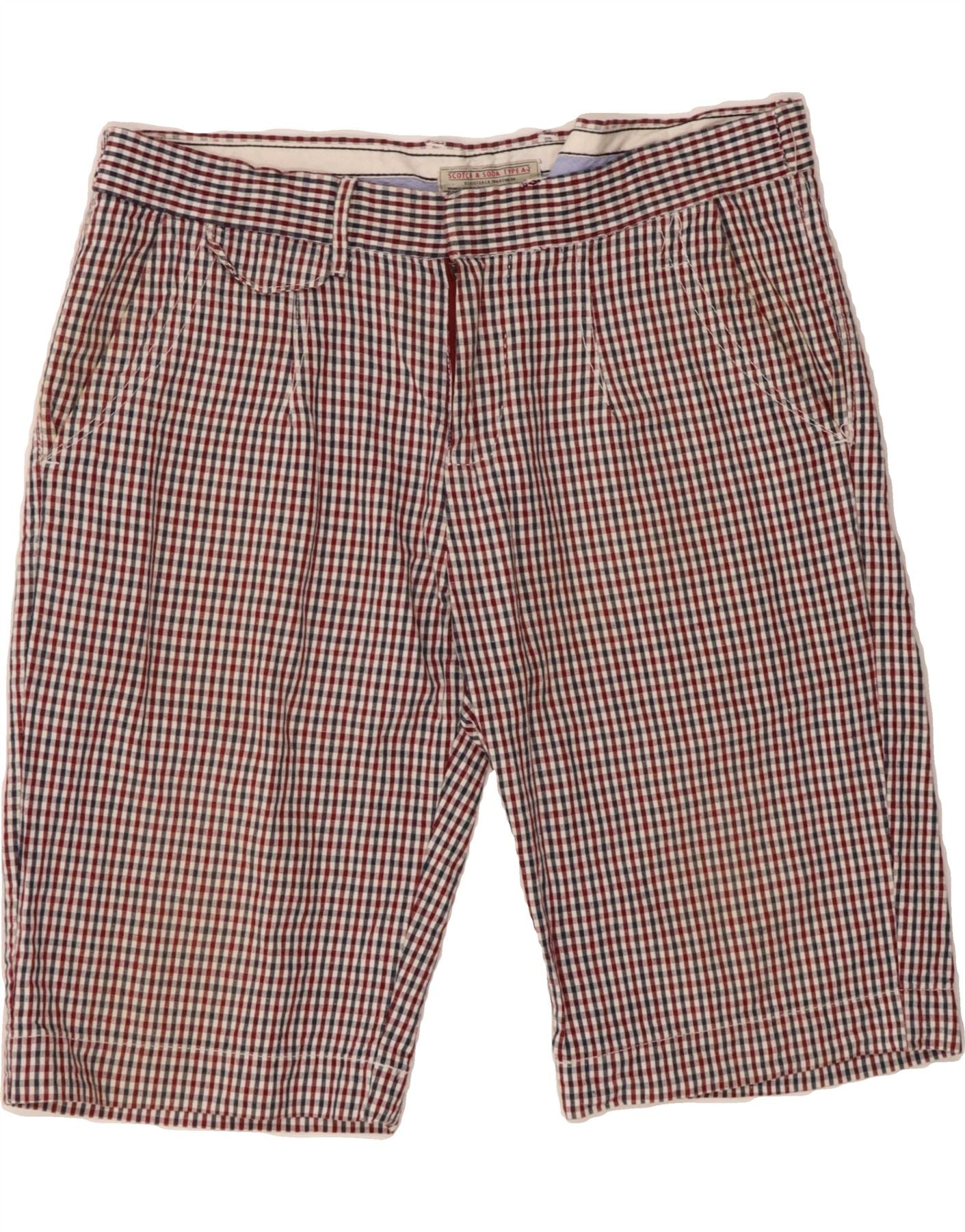 image of SCOTCH & SODA Mens Chino Shorts W32 Medium Multicoloured Check Cotton