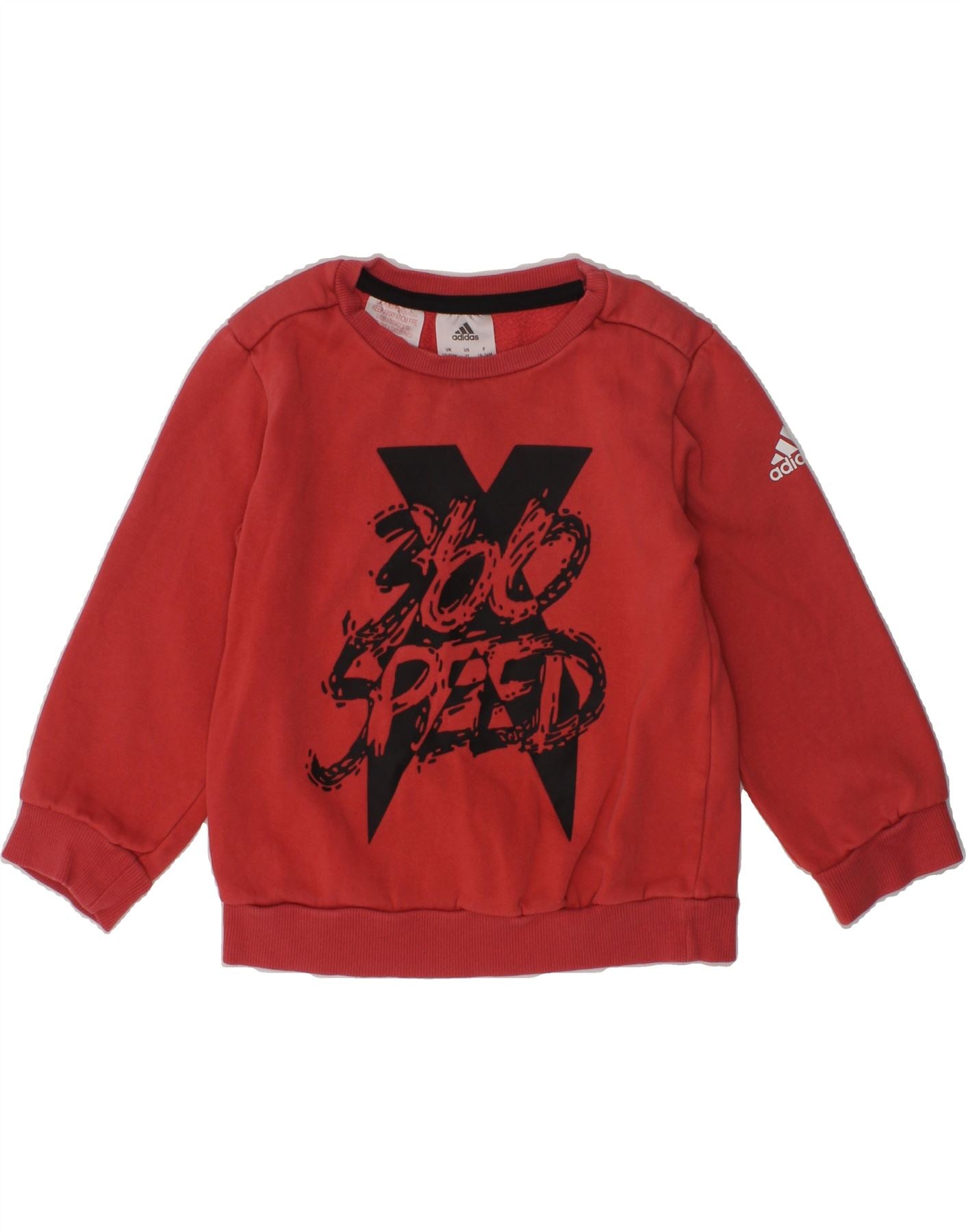 ADIDAS Baby Girls Graphic Sweatshirt Jumper 18-24 Months Red Cotton