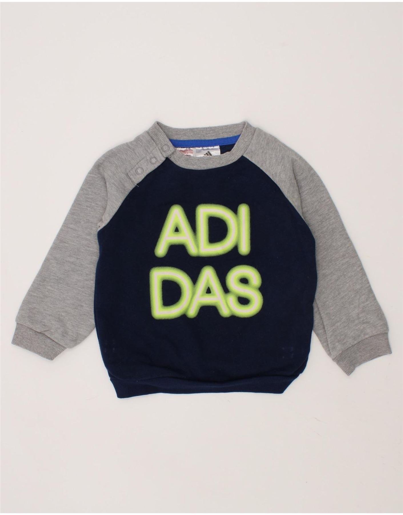 ADIDAS Baby Boys Graphic Sweatshirt Jumper 9-12 Months Navy Blue