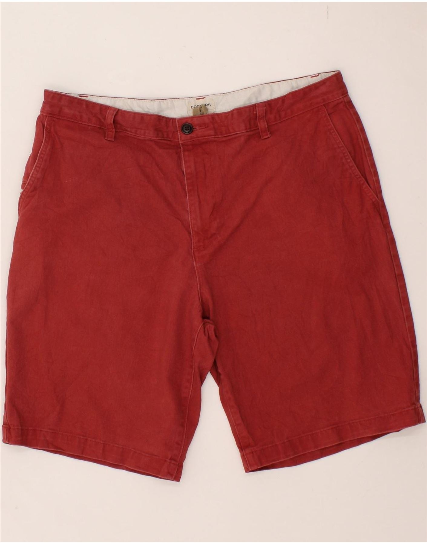 Image of DOCKERS Mens Chino Shorts W36 Large Red Cotton