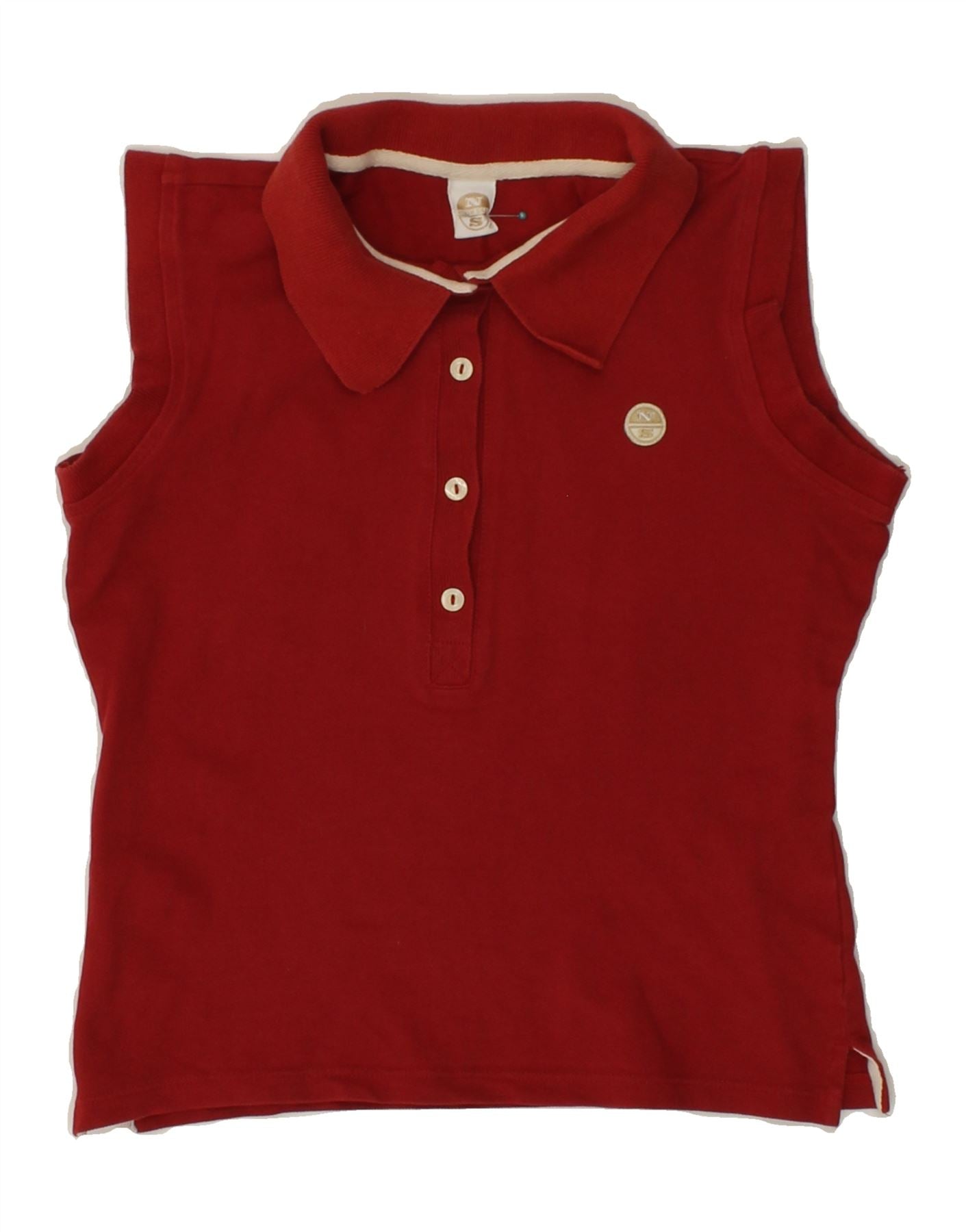 image of NORTH SAILS Womens Sleeveless Polo Shirt UK 8 Small Burgundy Cotton