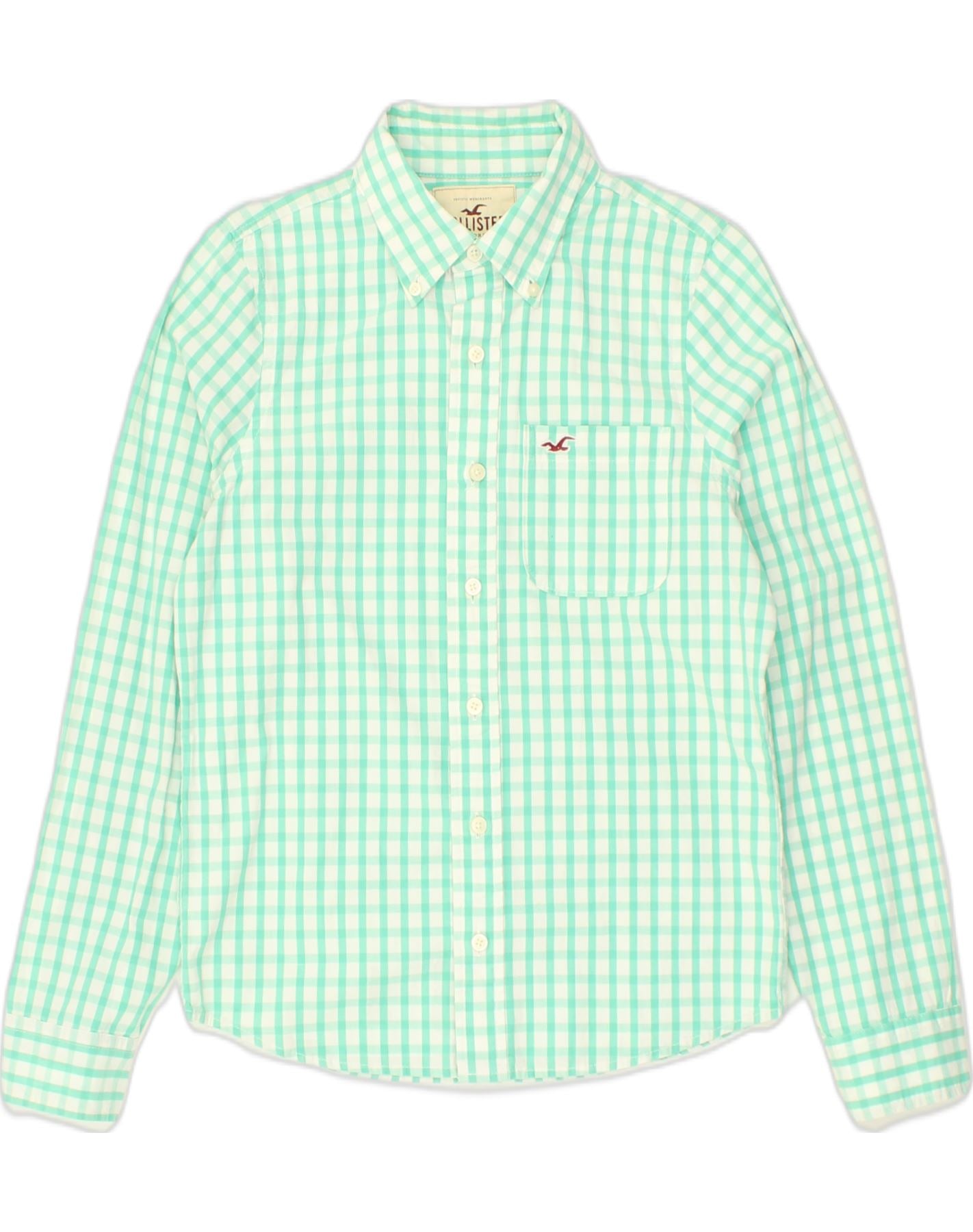 image of HOLLISTER Mens Shirt Small Green Gingham Cotton