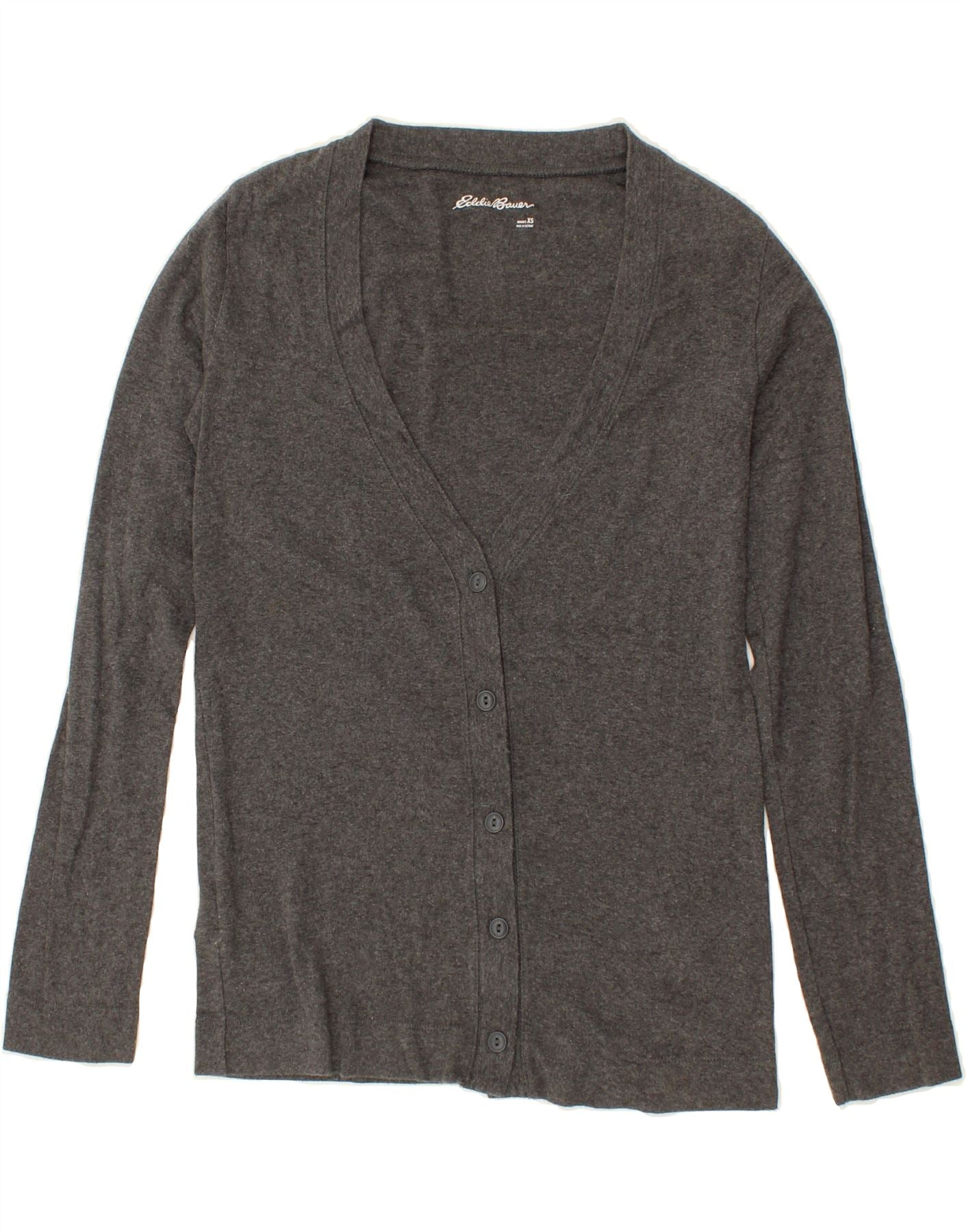 image of EDDIE BAUER Womens Cardigan Sweater UK 6 XS Grey Cotton