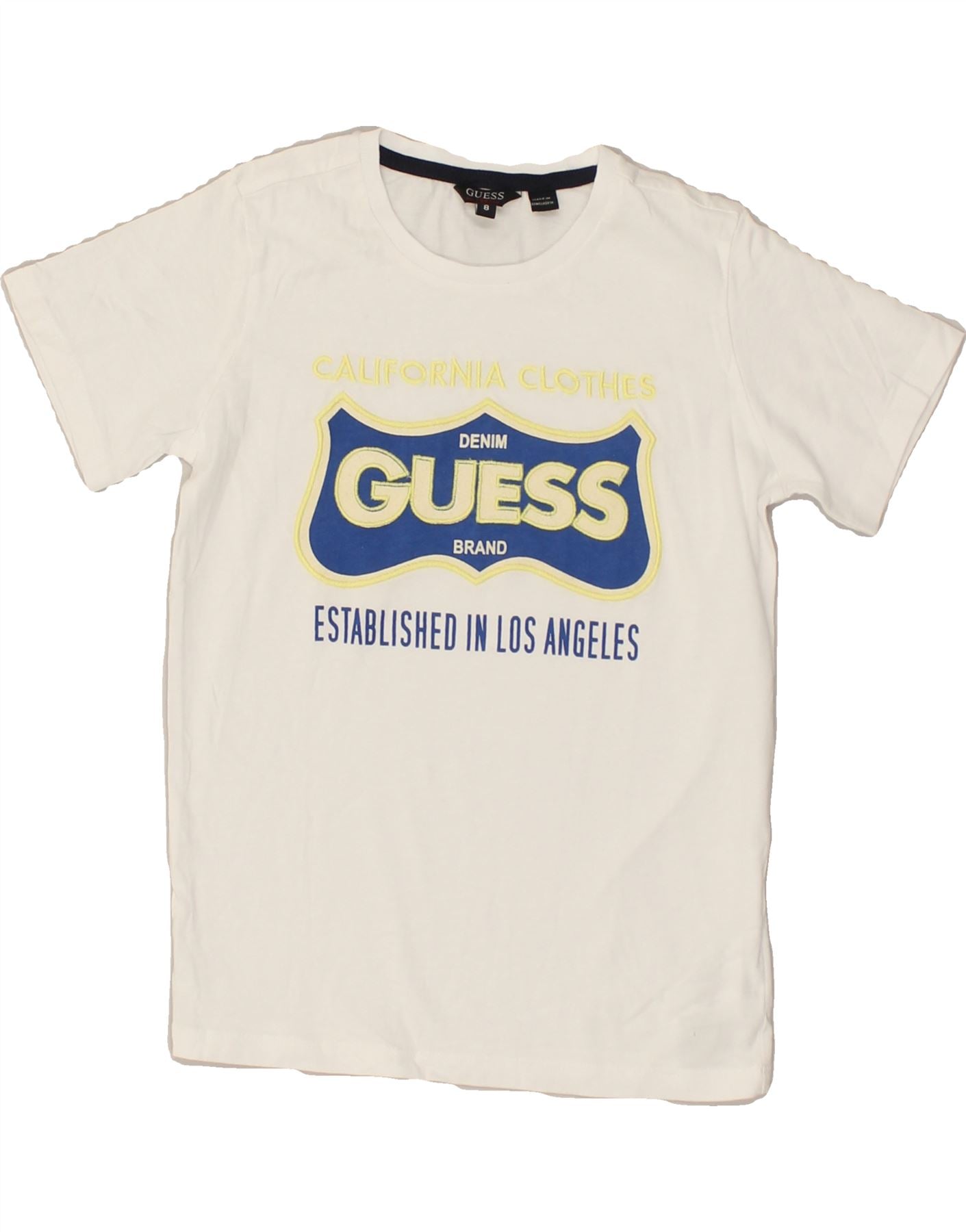 image of GUESS Boys Graphic T-Shirt Top 7-8 Years White Cotton