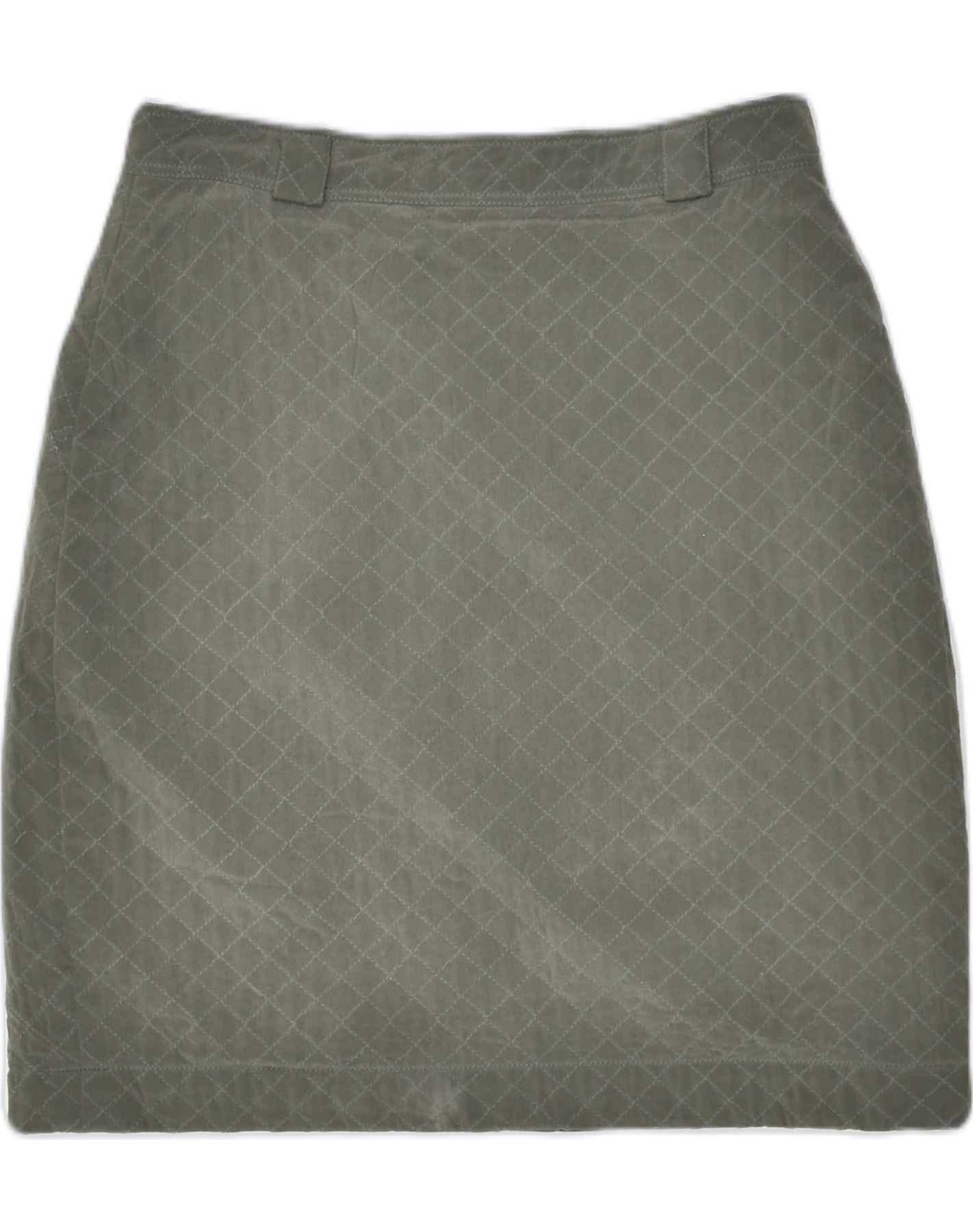 Image of VINTAGE Womens Quilted Pencil Skirt W28 Medium Green Silk