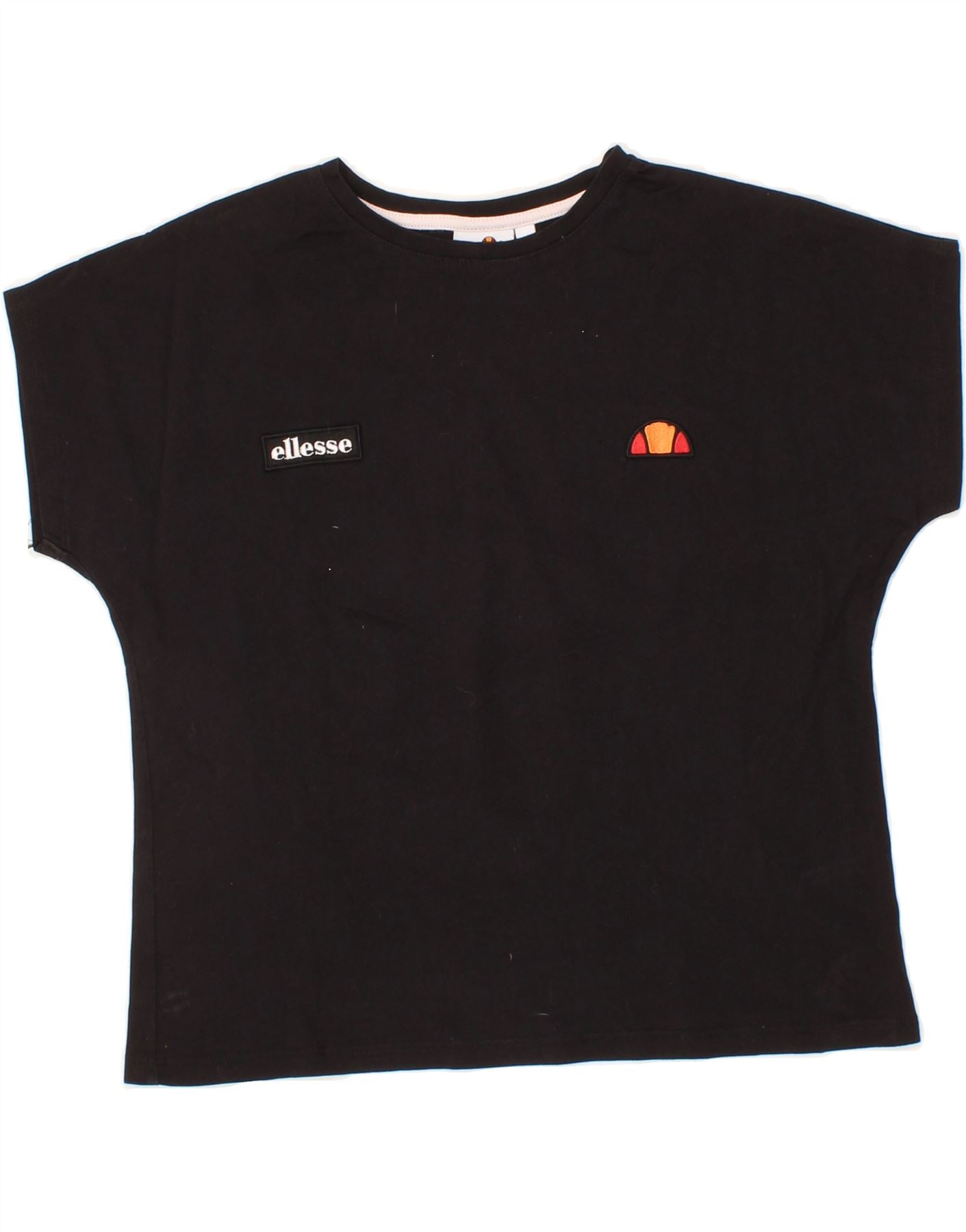 image of ELLESSE Womens Crop Graphic T-Shirt Top UK 10 Small Black Cotton