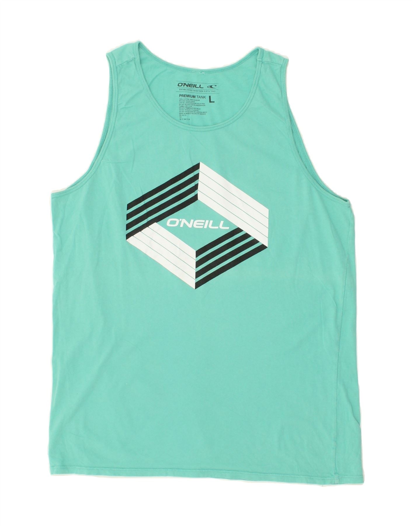 Image of O'NEILL Mens Premium Graphic Vest Top Large Turquoise Cotton