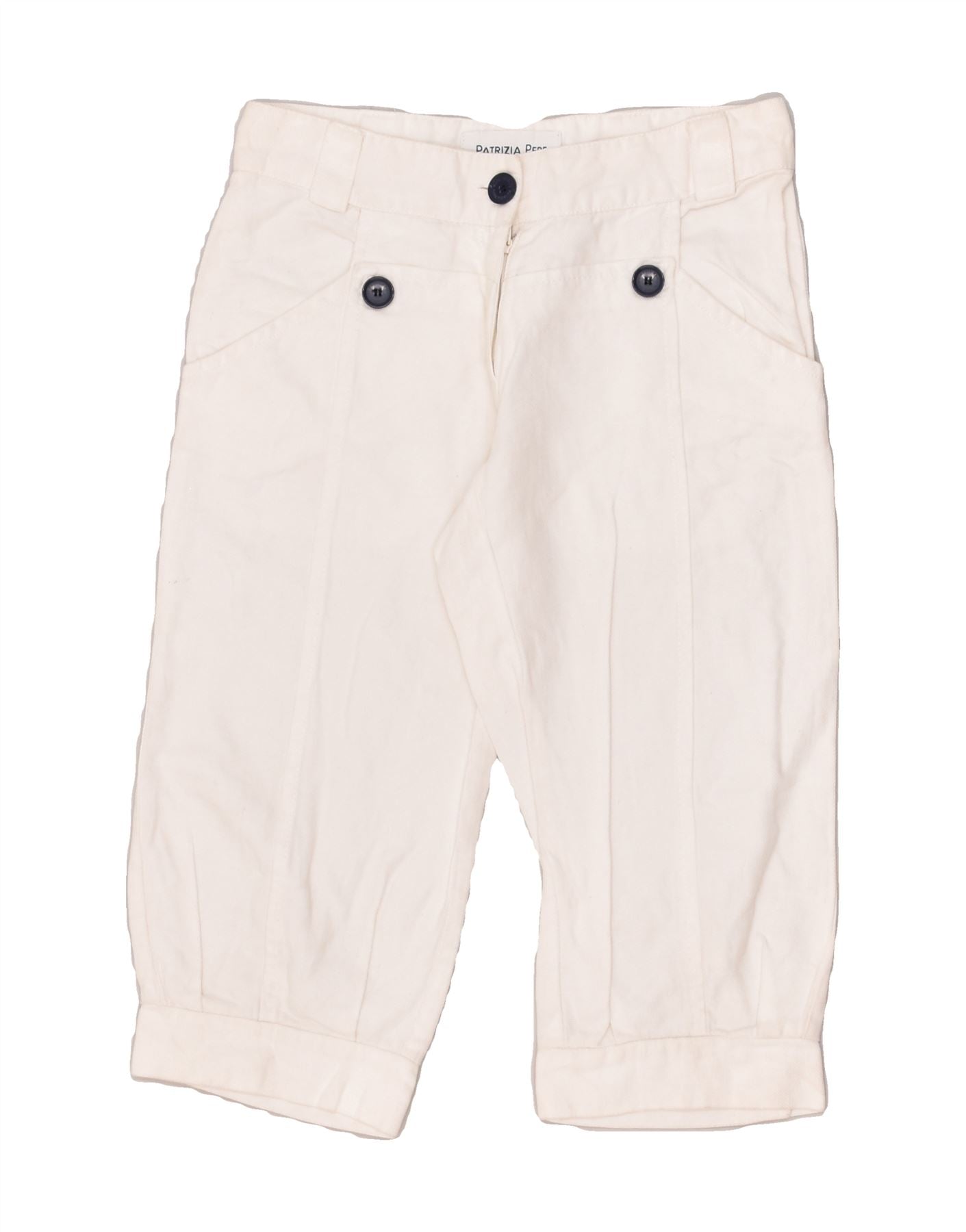 Image of PATRIZIA PEPE Girls Straight Capri Trousers 7-8 Years Large W24 L14 White