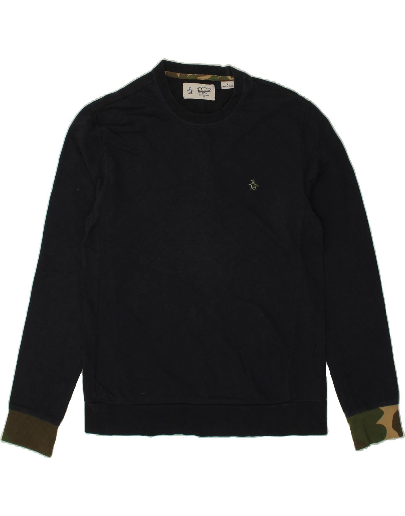 image of PENGUIN Mens Sweatshirt Jumper Medium Navy Blue Cotton