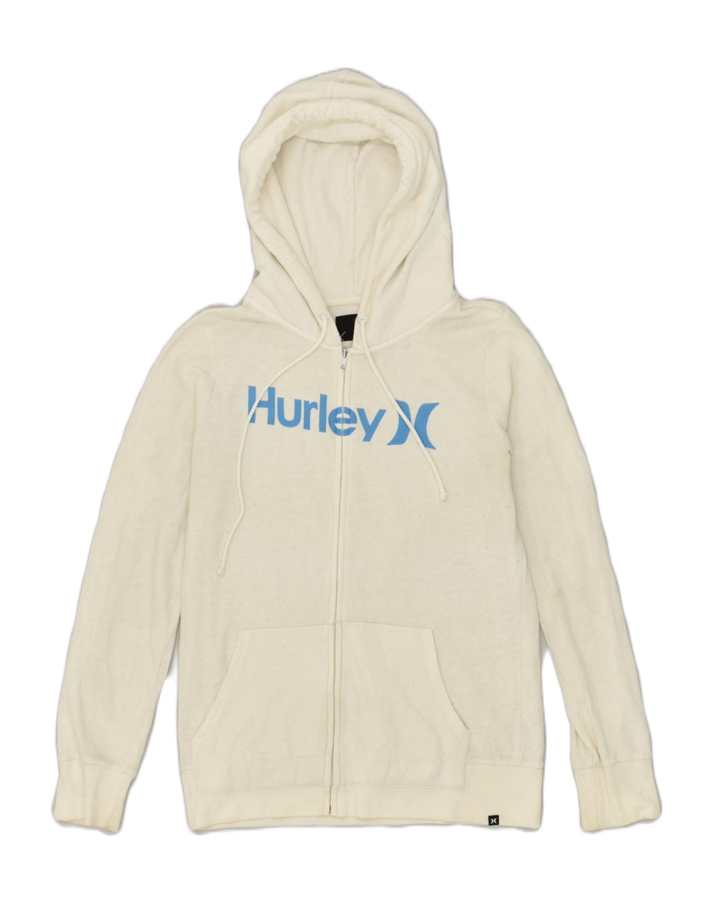 image of HURLEY Womens Graphic Zip Hoodie Sweater UK 14 Large White Cotton