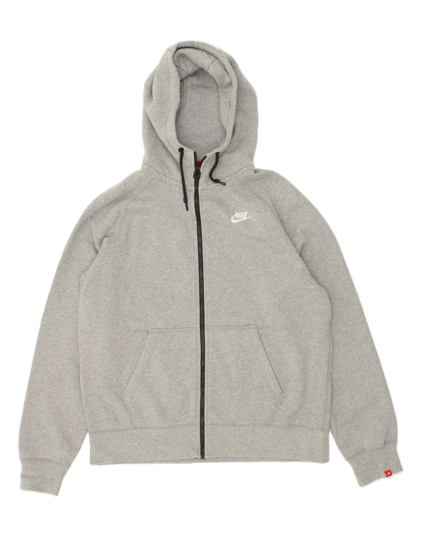 Image of NIKE Mens Zip Hoodie Sweater Large Grey Cotton