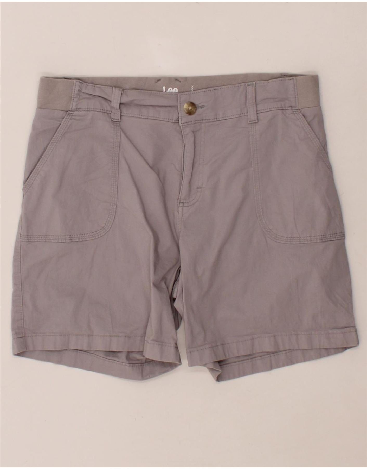 image of LEE Womens Chino Shorts US 12 Large W32  Grey Cotton