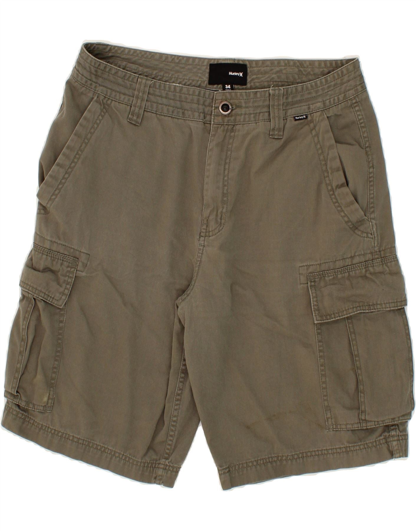 Image of HURLEY Mens Cargo Shorts W34 Large Grey Cotton