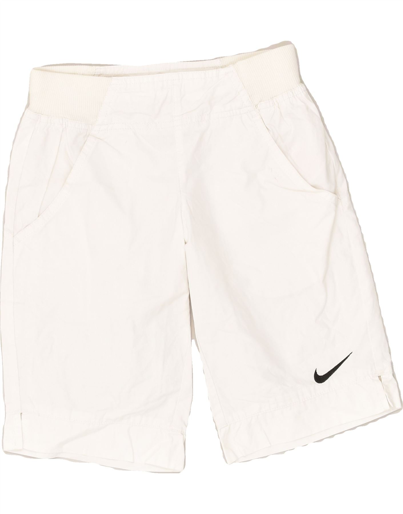 image of NIKE Girls Bermuda Sport Shorts 8-9 Years Small White Cotton