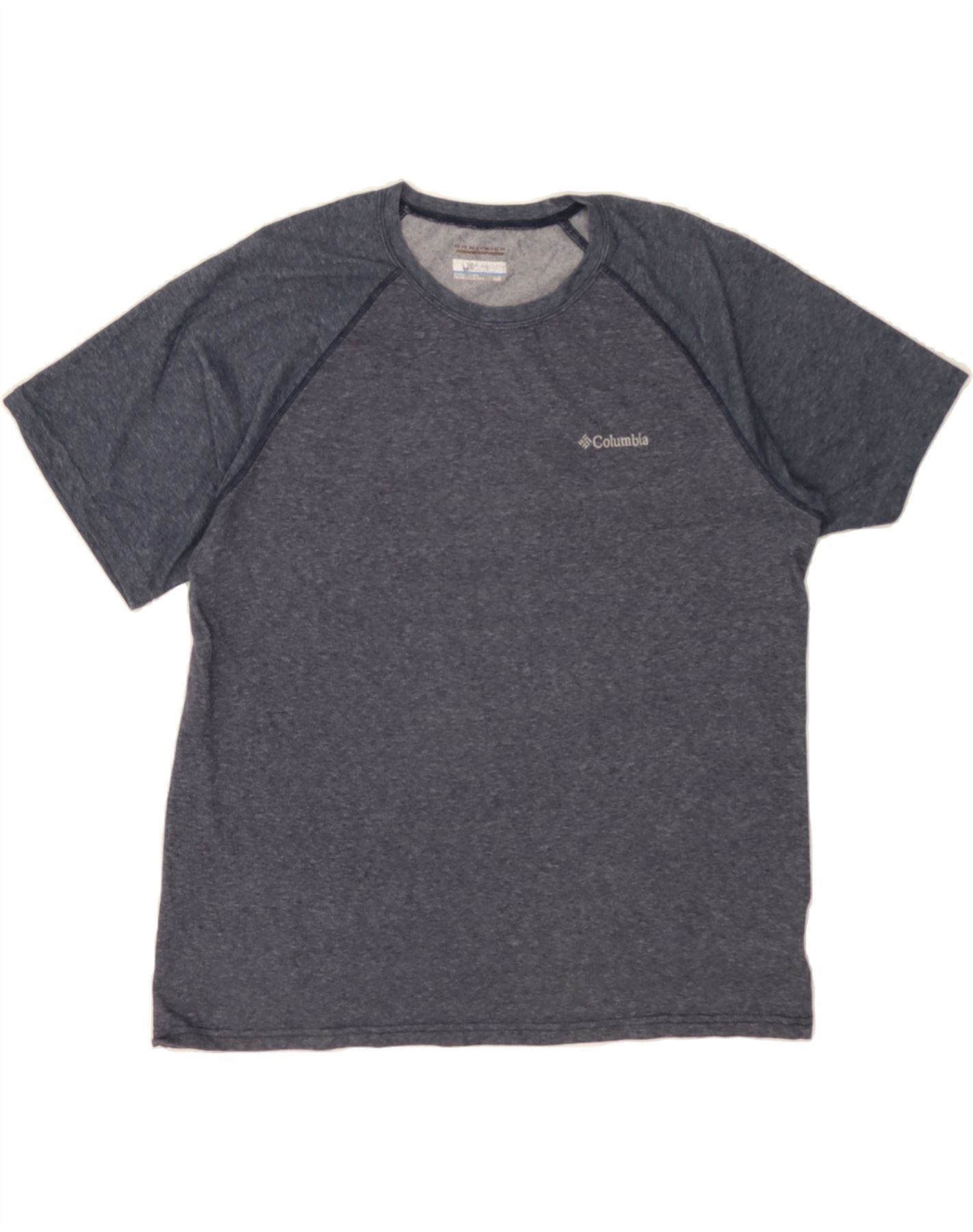 image of COLUMBIA Mens Omni-Wick T-Shirt Top Large Navy Blue Polyester