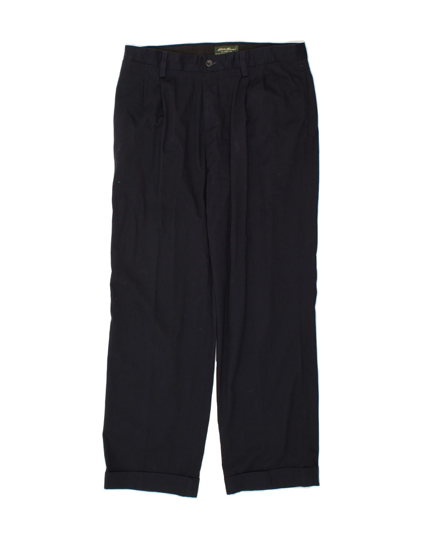image of EDDIE BAUER Mens Classic Fit Pegged Suit Trousers W33 L30  Navy Blue