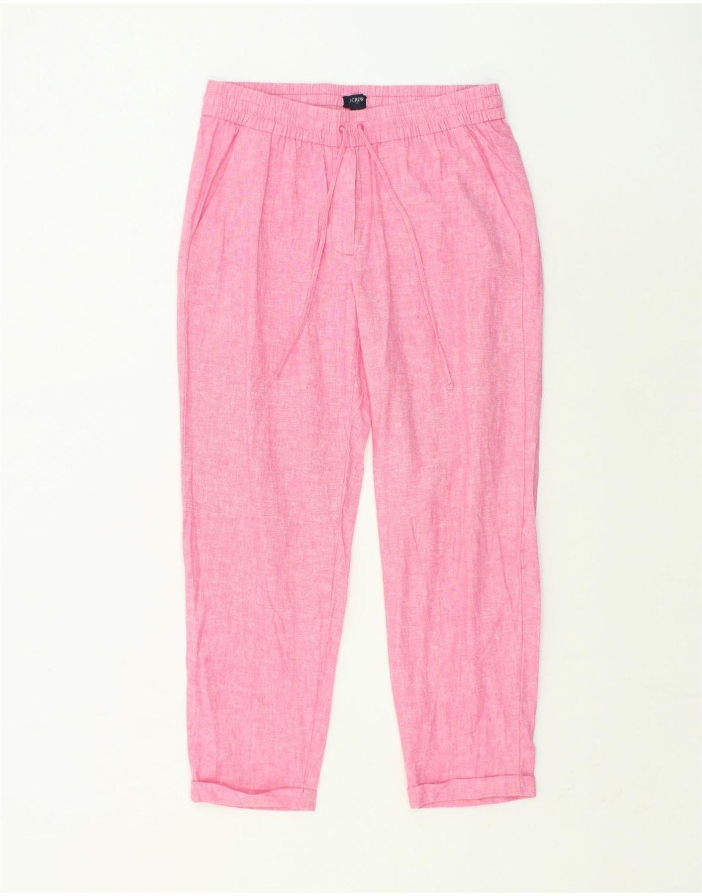 Image of J. CREW Womens Tracksuit Trousers Joggers US 8 Medium Pink Flecked Linen