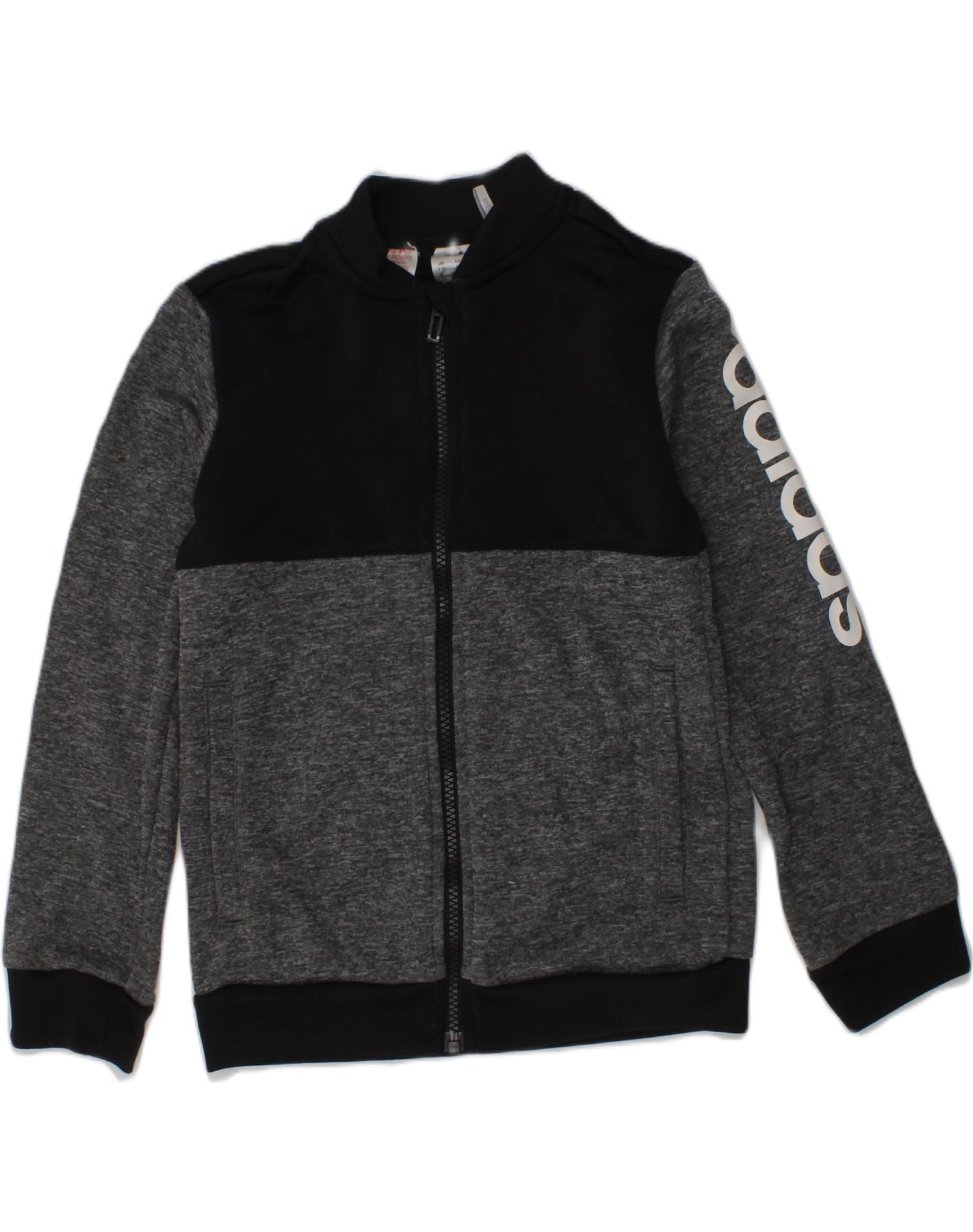 image of ADIDAS Boys Climalite Graphic Tracksuit Top Jacket 7-8 Years Grey