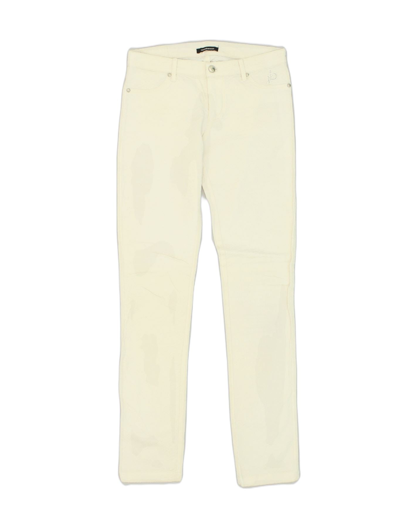 image of ROCCOBAROCCO Womens Skinny Casual Trousers IT 42 Medium W32 L33 White