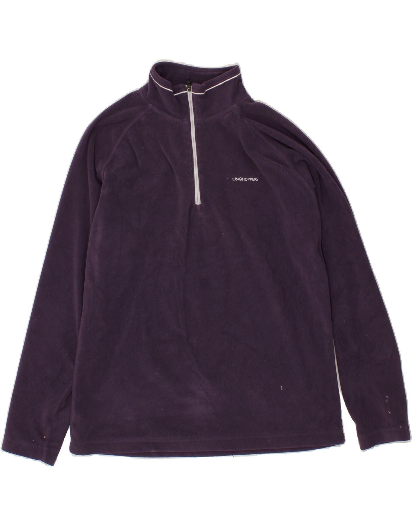 Image of CRAGHOPPERS Womens Zip Neck Fleece Jumper UK 12 Medium  Purple Polyester