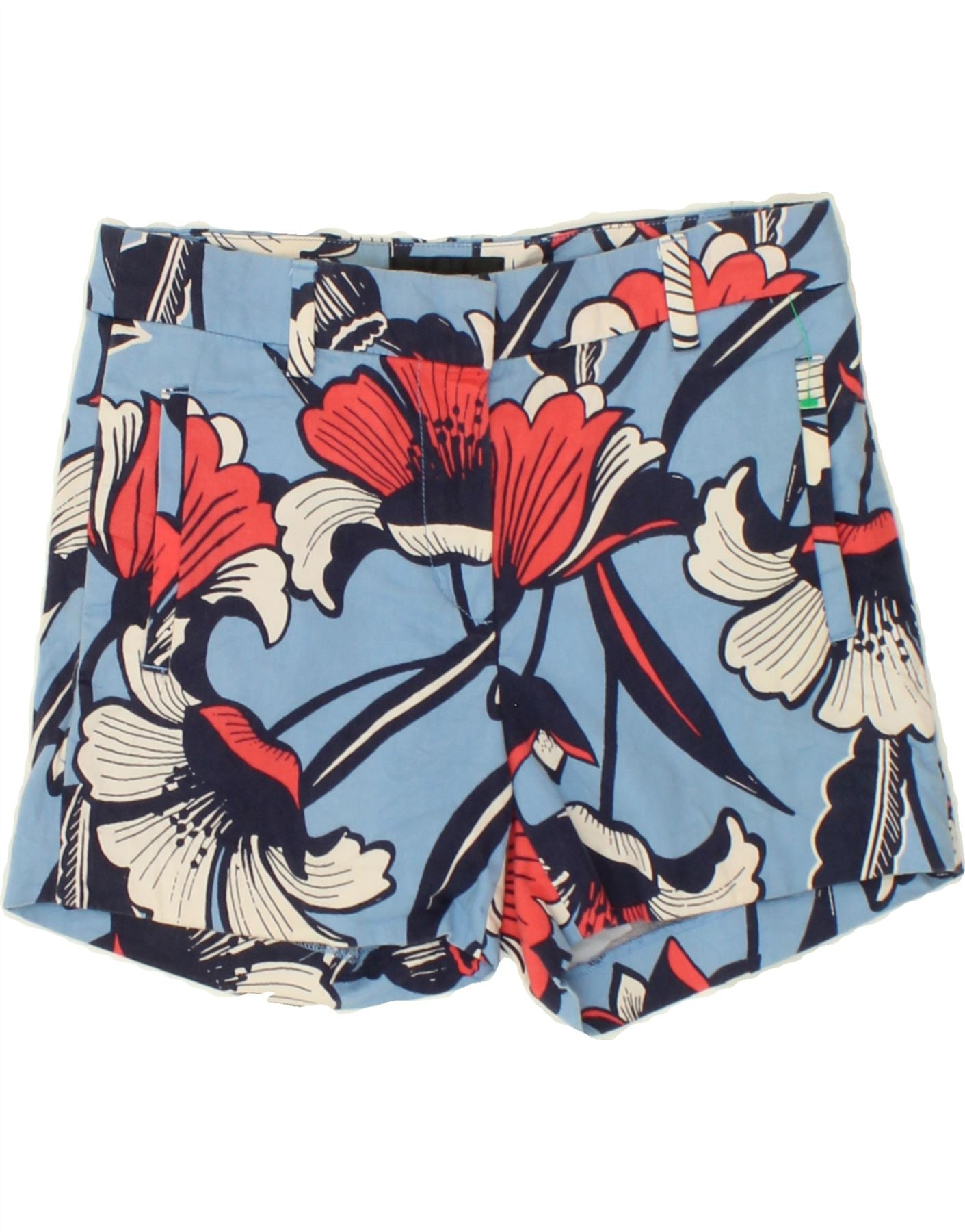 image of J. CREW Womens Graphic Chino Shorts US 0 XS W28 Blue Floral Cotton