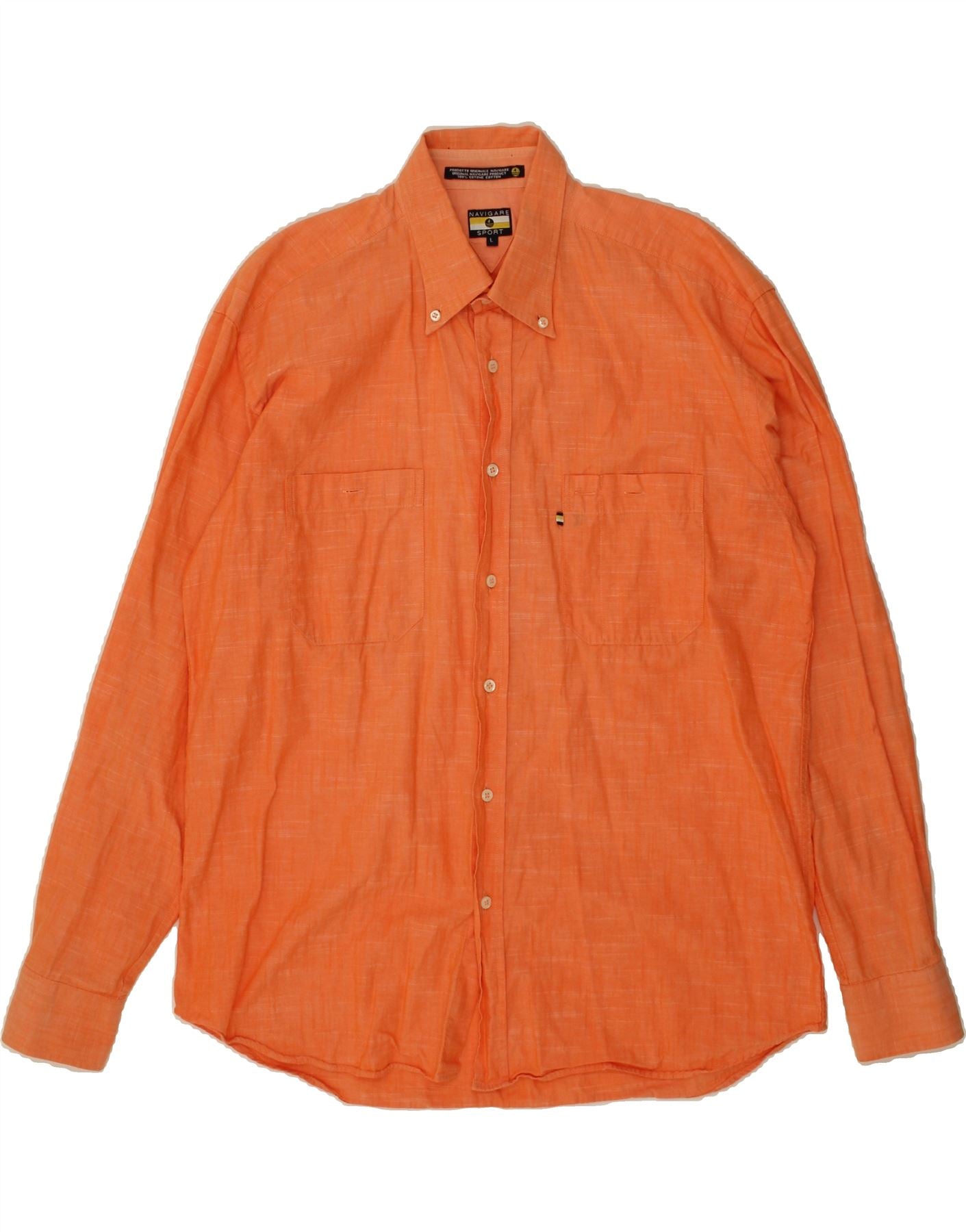 Image of NAVIGARE Mens Shirt Large Orange Cotton